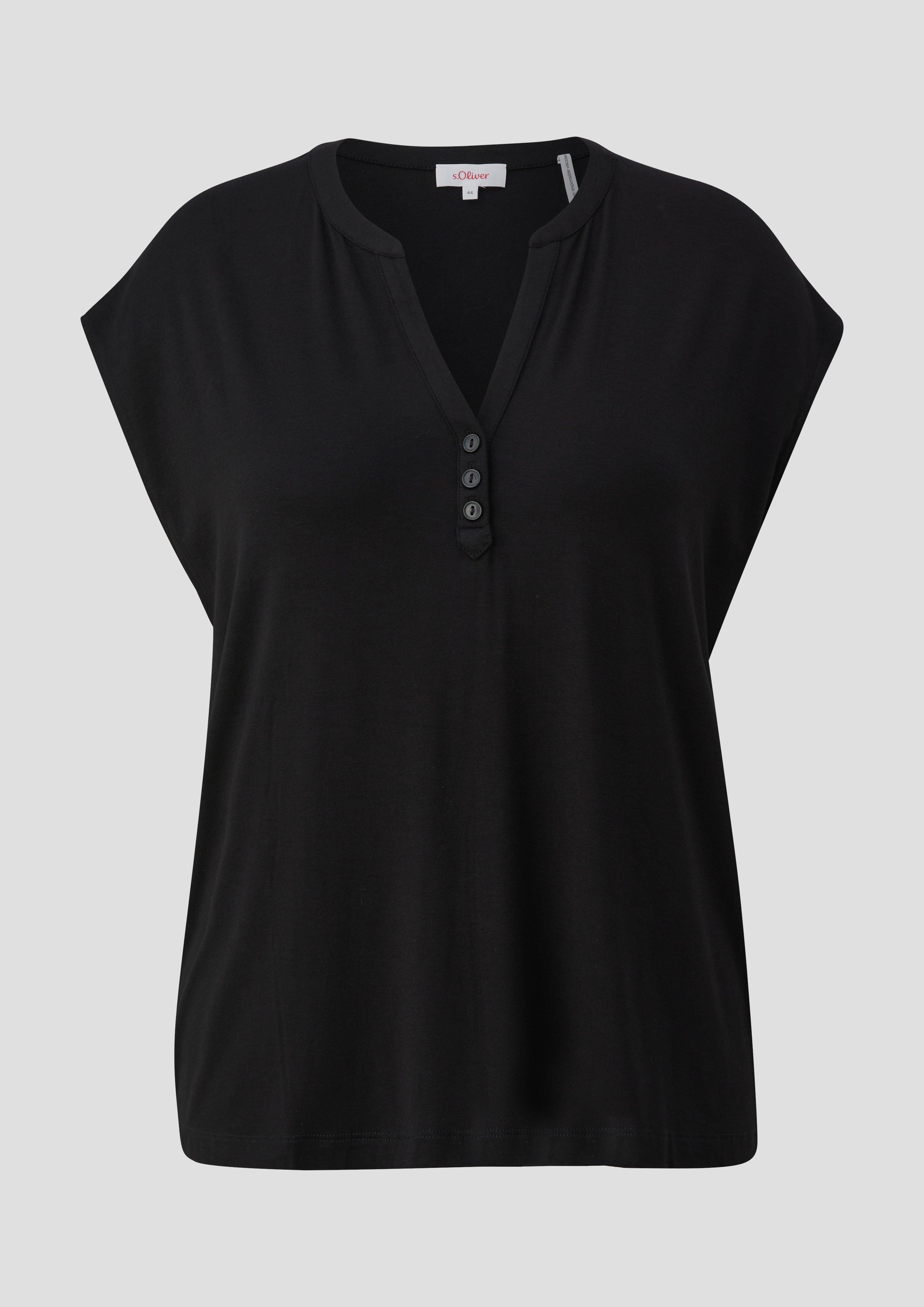 s.Oliver T-Shirt aus Viskosestretch mit V-Ausschnitt