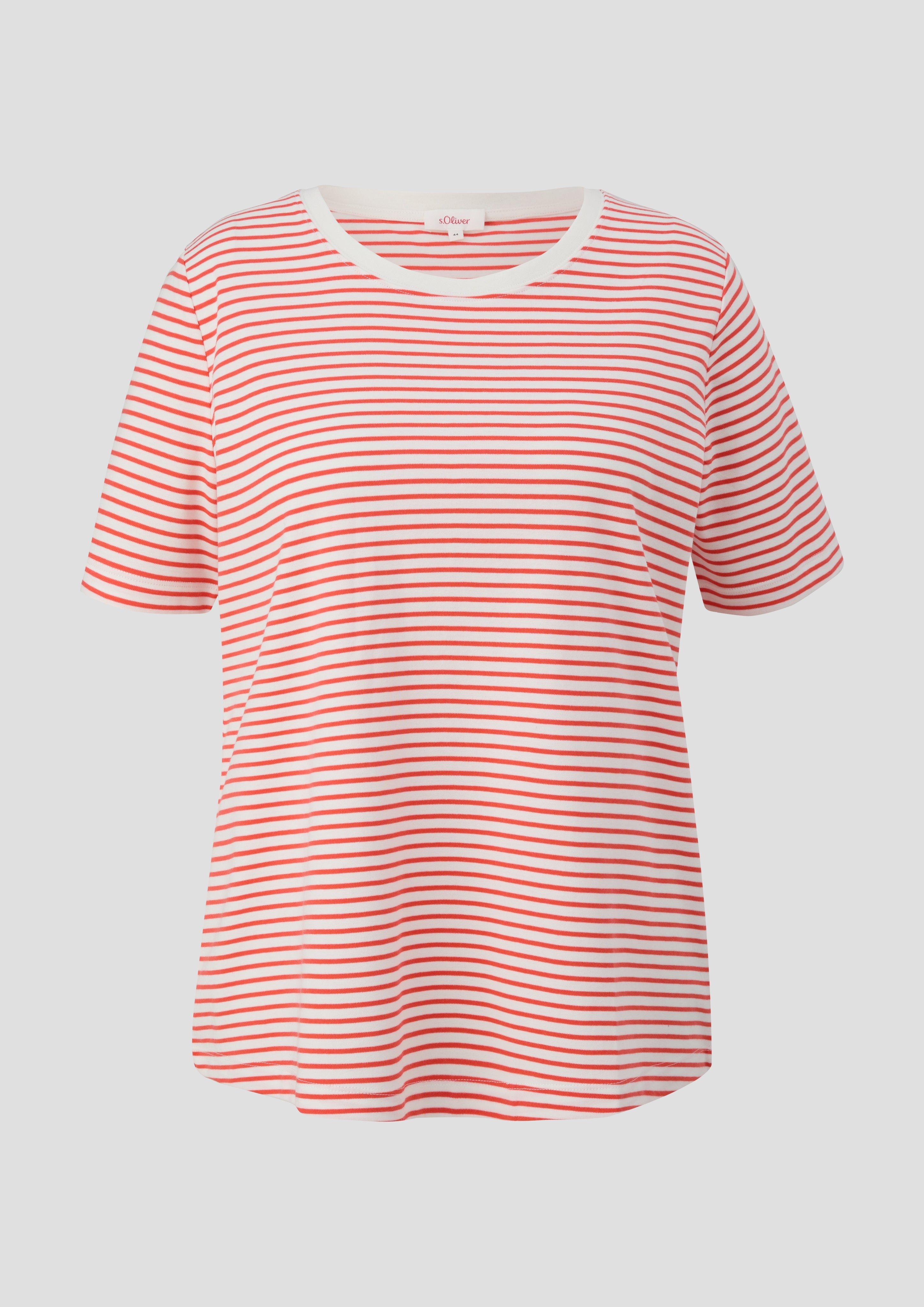 s.Oliver Kurzärmeliges Baumwollshirt mit Rundhalsausschnitt