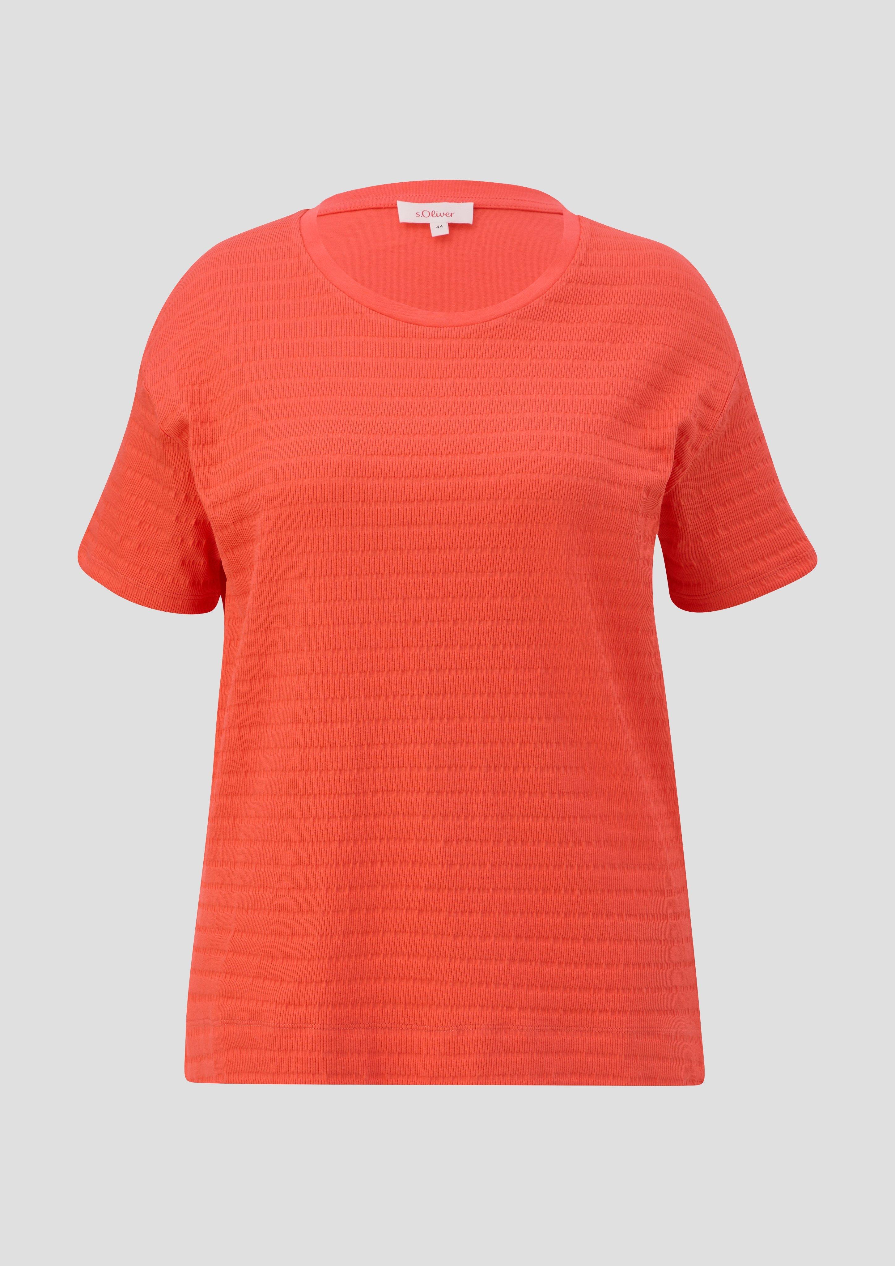 s.Oliver - T-Shirt mit Musterstruktur, Damen, Orange