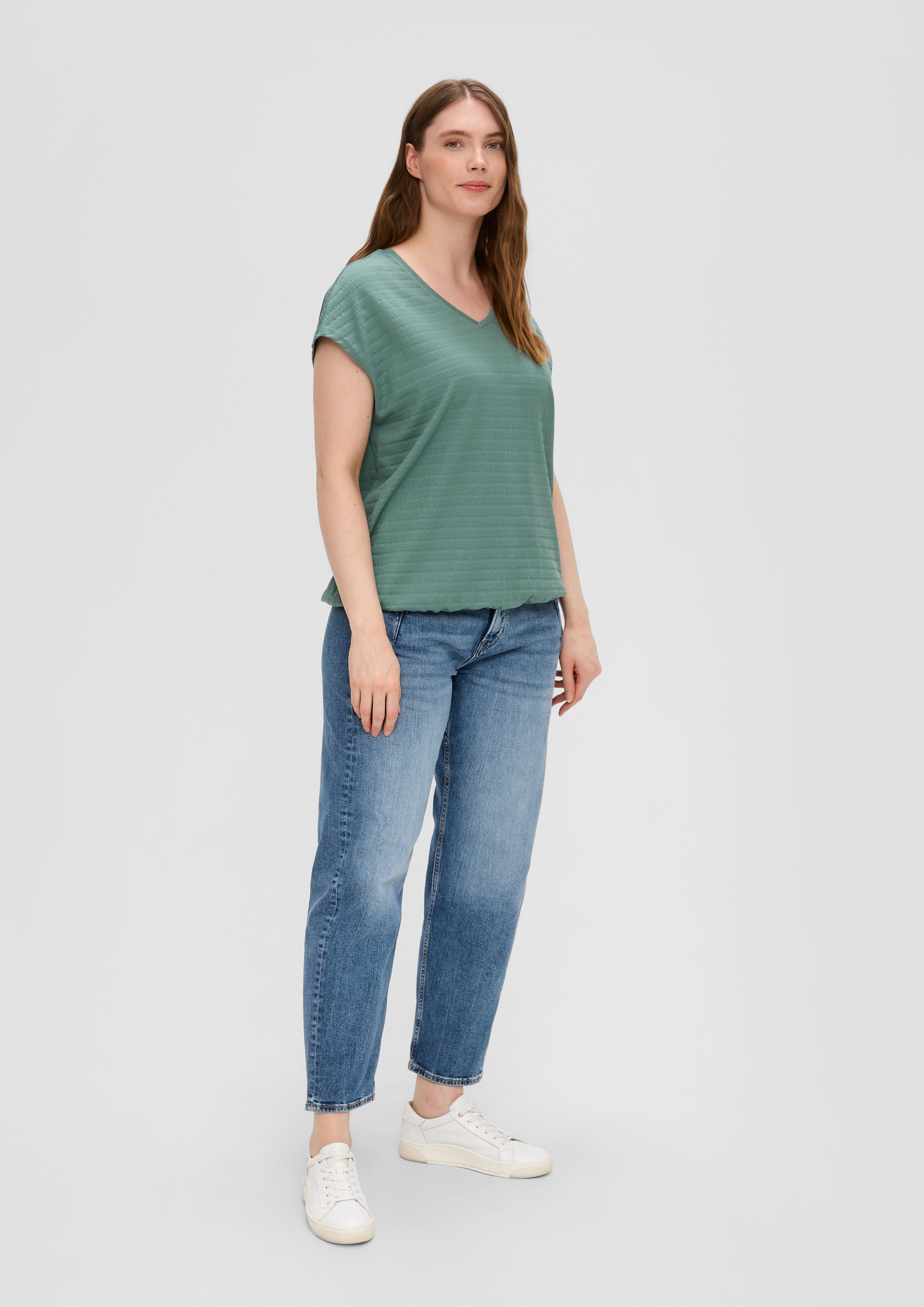 Viskose-Mix T-Shirt Mit überschnittenen Schultern In Himbeerrot – Gr. 48
