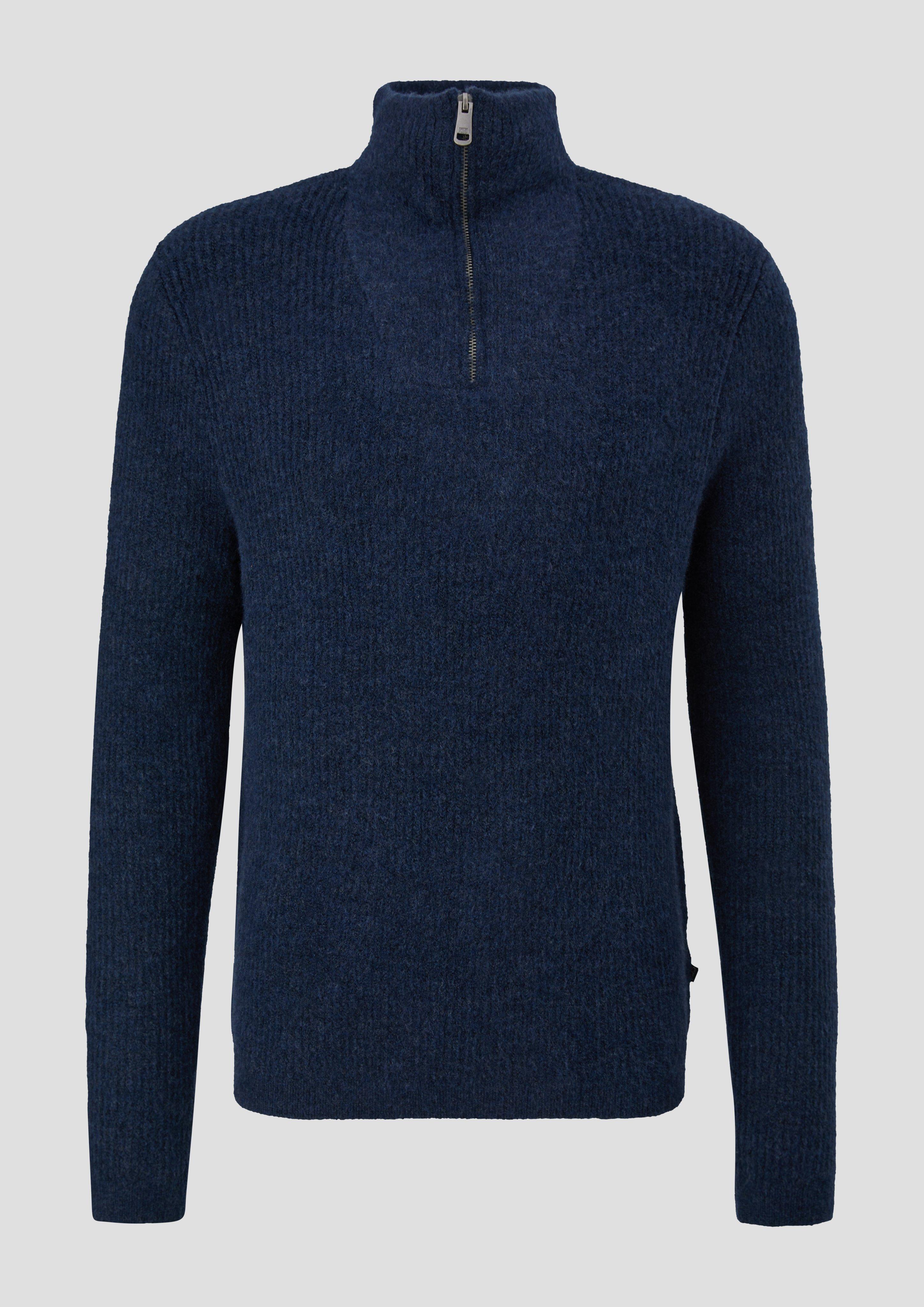 QS - Strickpullover mit Reißverschluss, Herren, blau