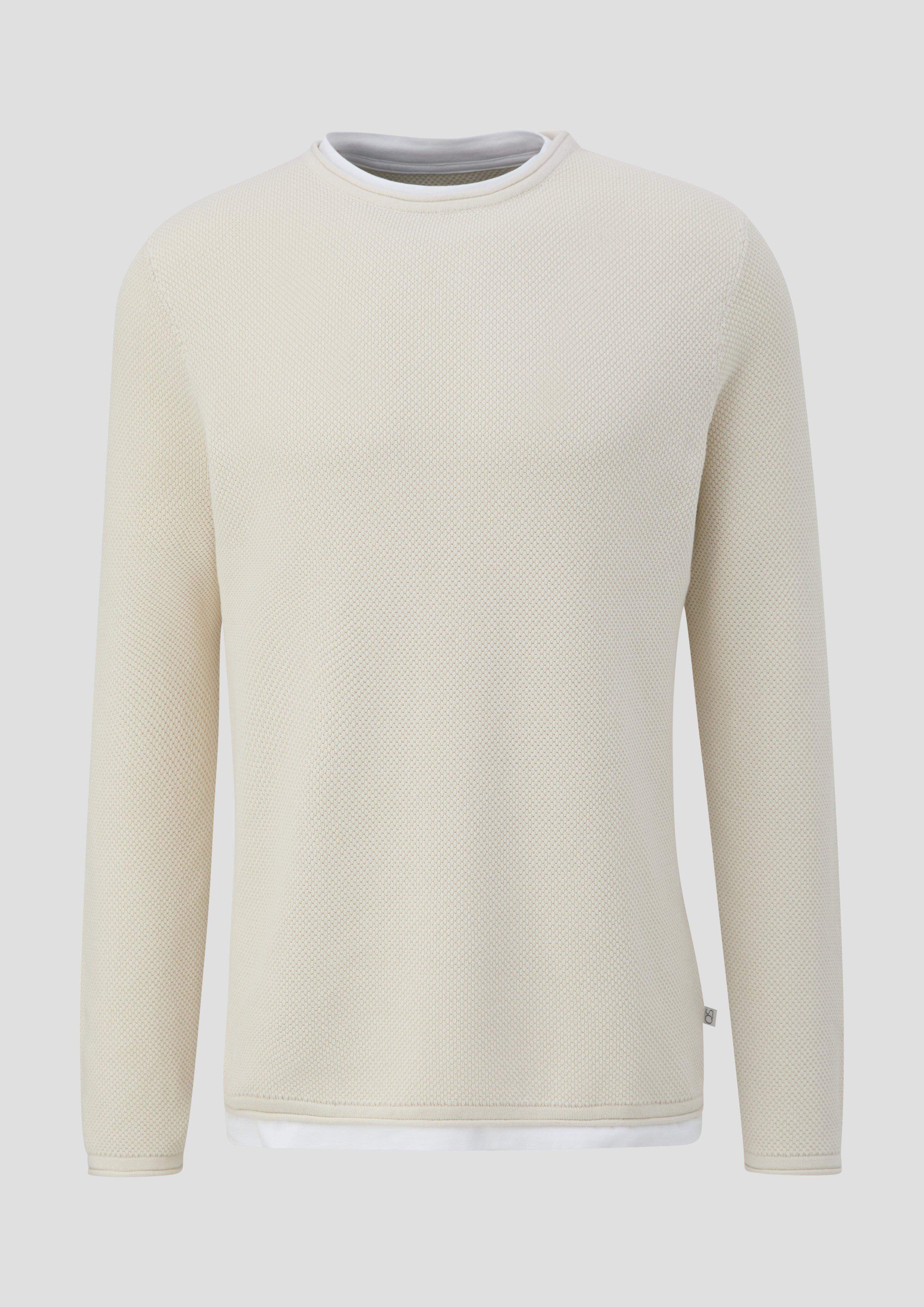 QS - Strickpullover aus reiner Baumwolle, Herren, creme