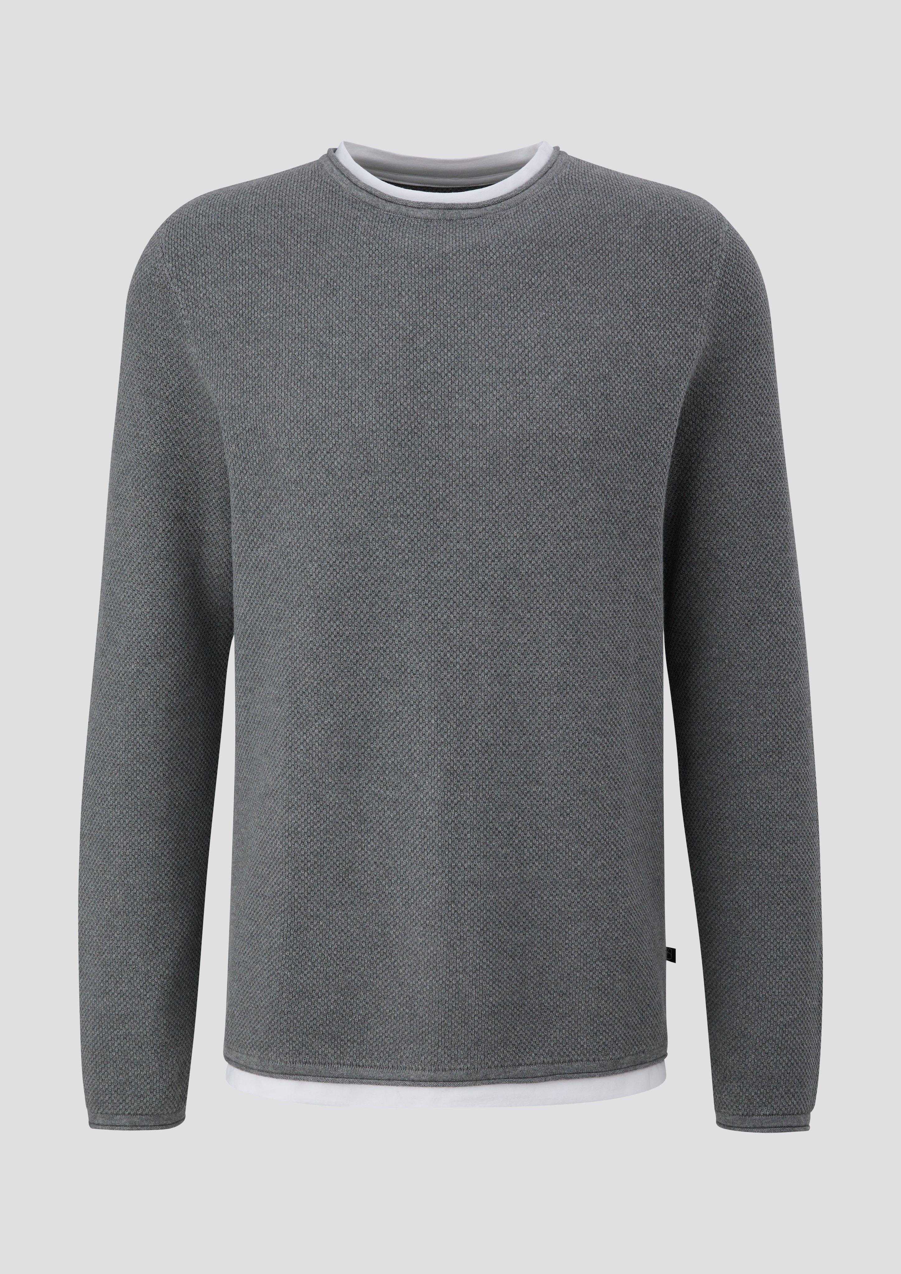 Thumbnail - QS - Strickpullover aus reiner Baumwolle, Herren, grau
