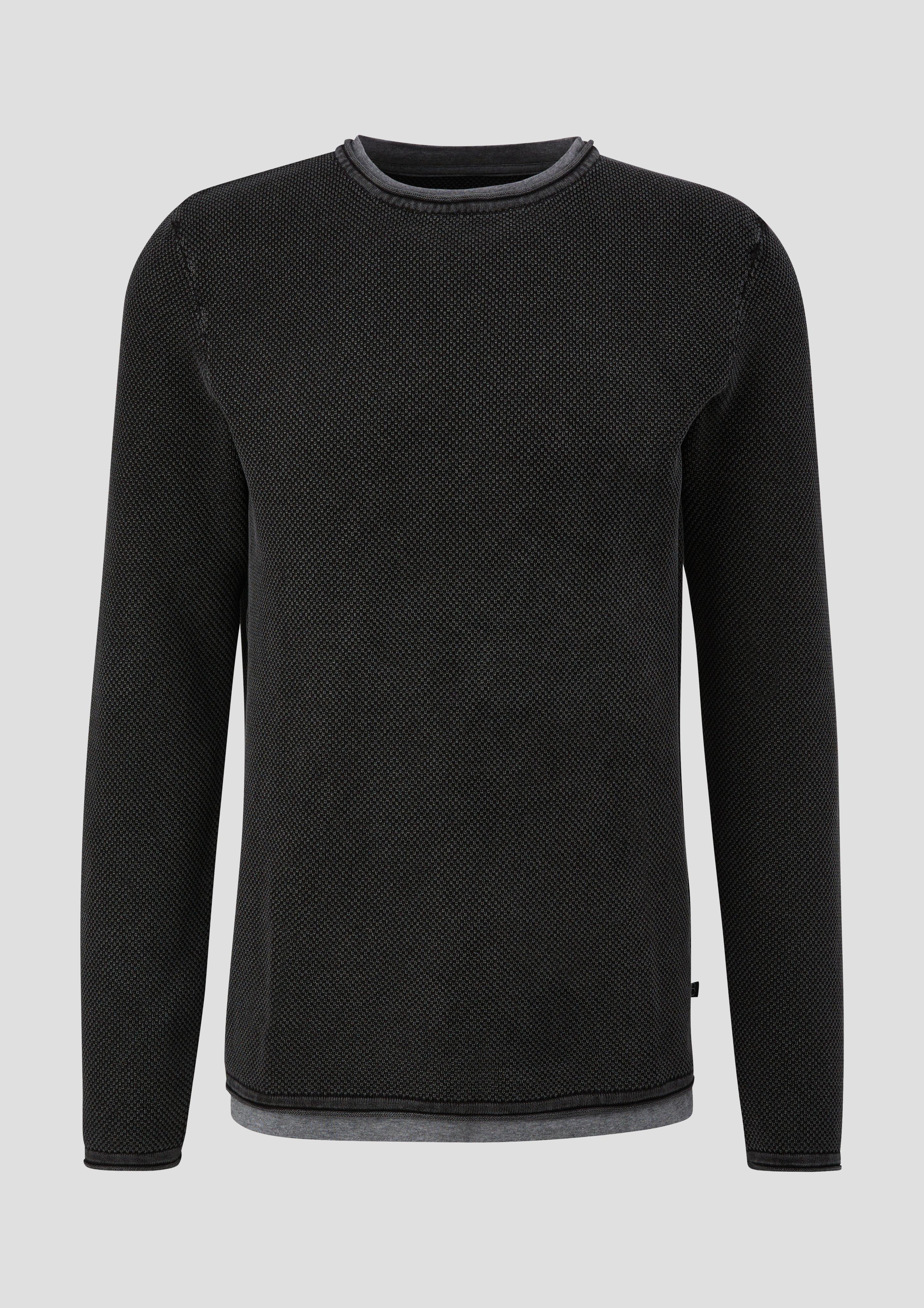 QS - Strickpullover aus reiner Baumwolle, Herren, schwarz