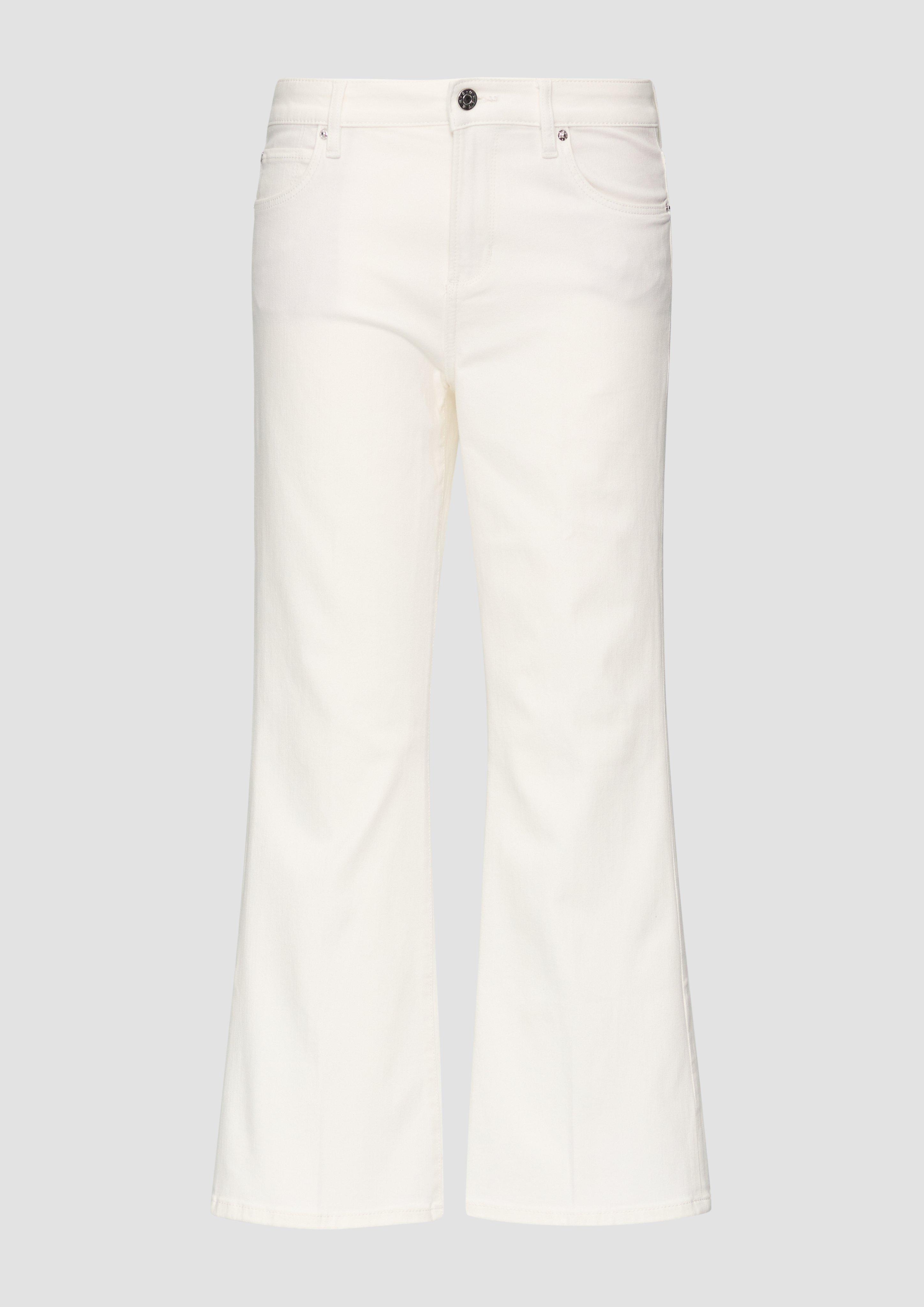 s.Oliver - Cropped Jeans / Regular Fit / Mid Rise / Flared Leg, Damen, creme