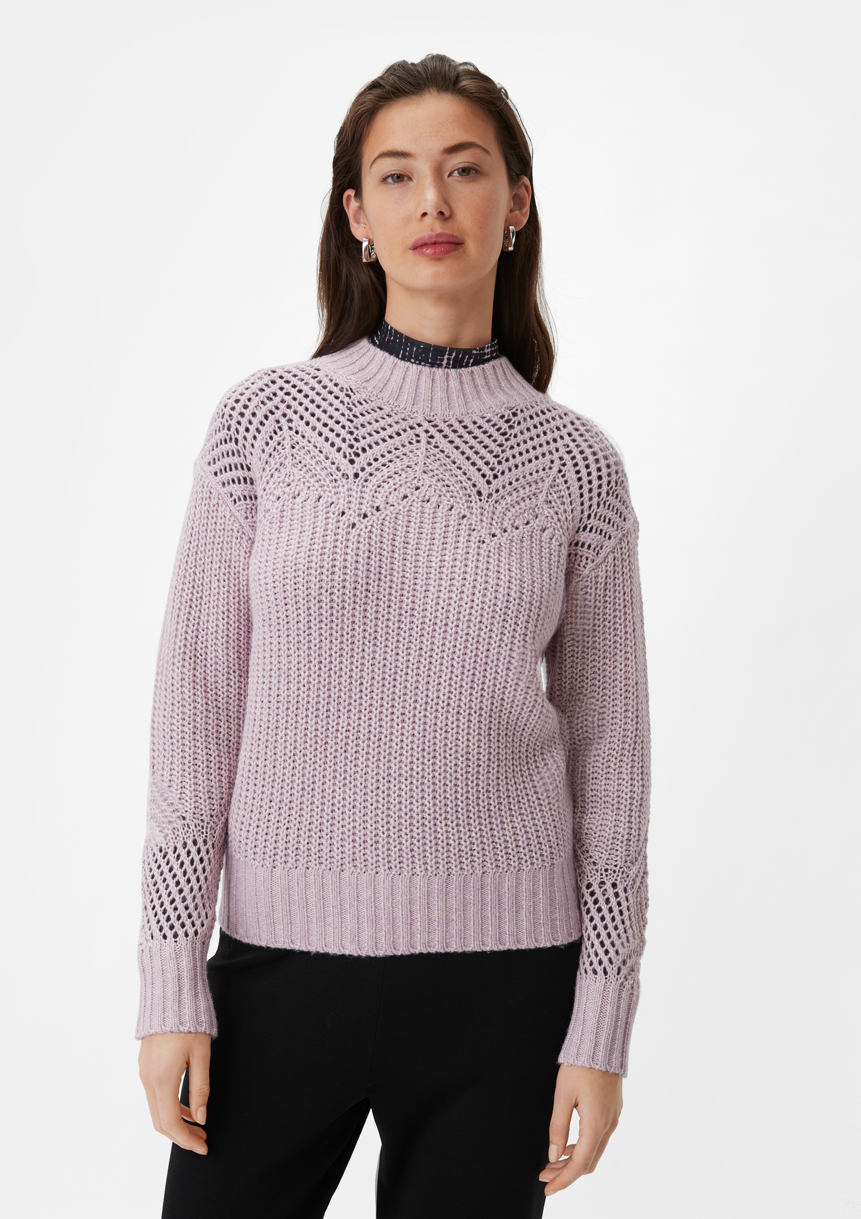 Cotton blend knitted jumper dusty pink Comma