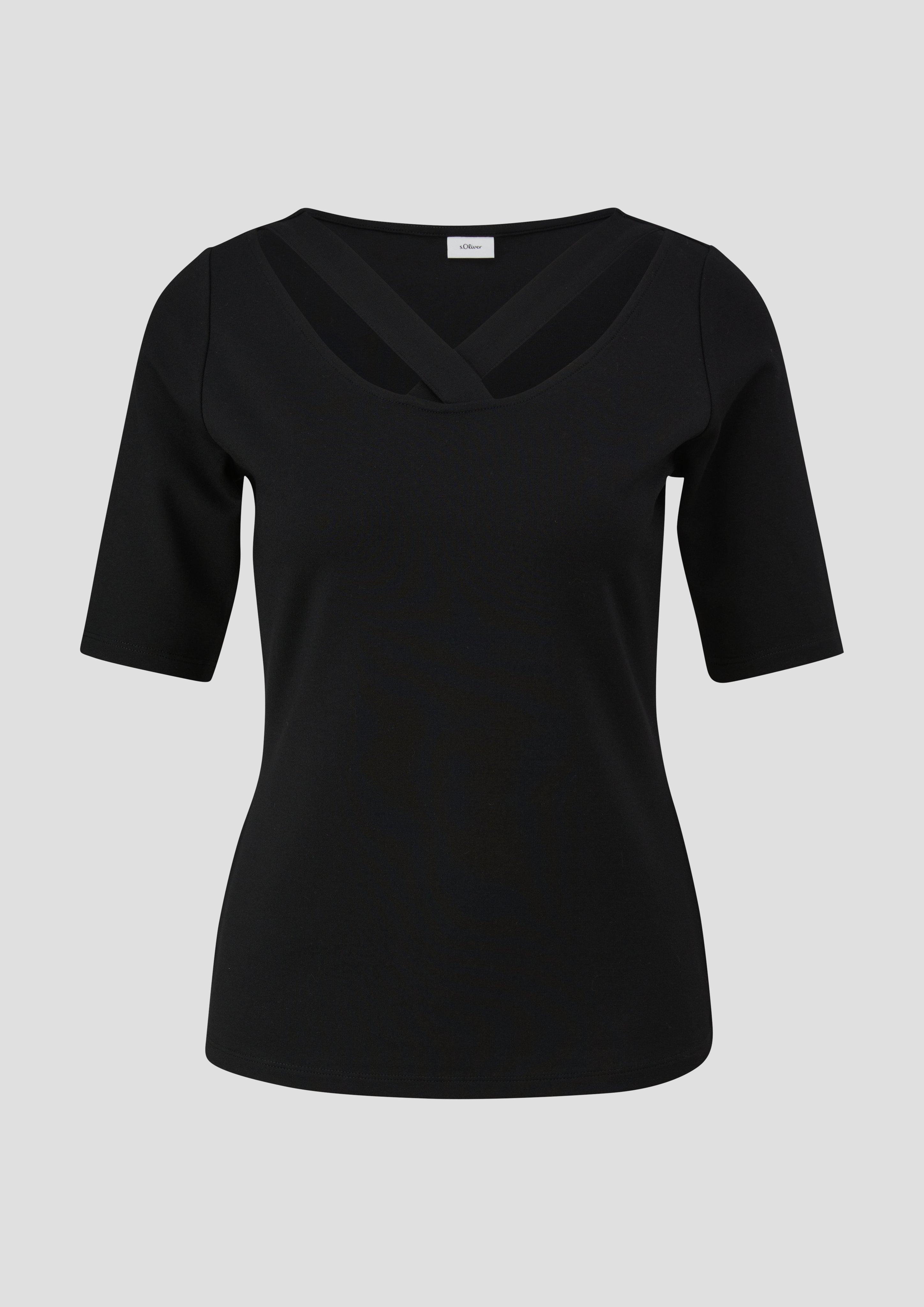 s.Oliver - T-Shirt mit Cut-out, Damen, schwarz