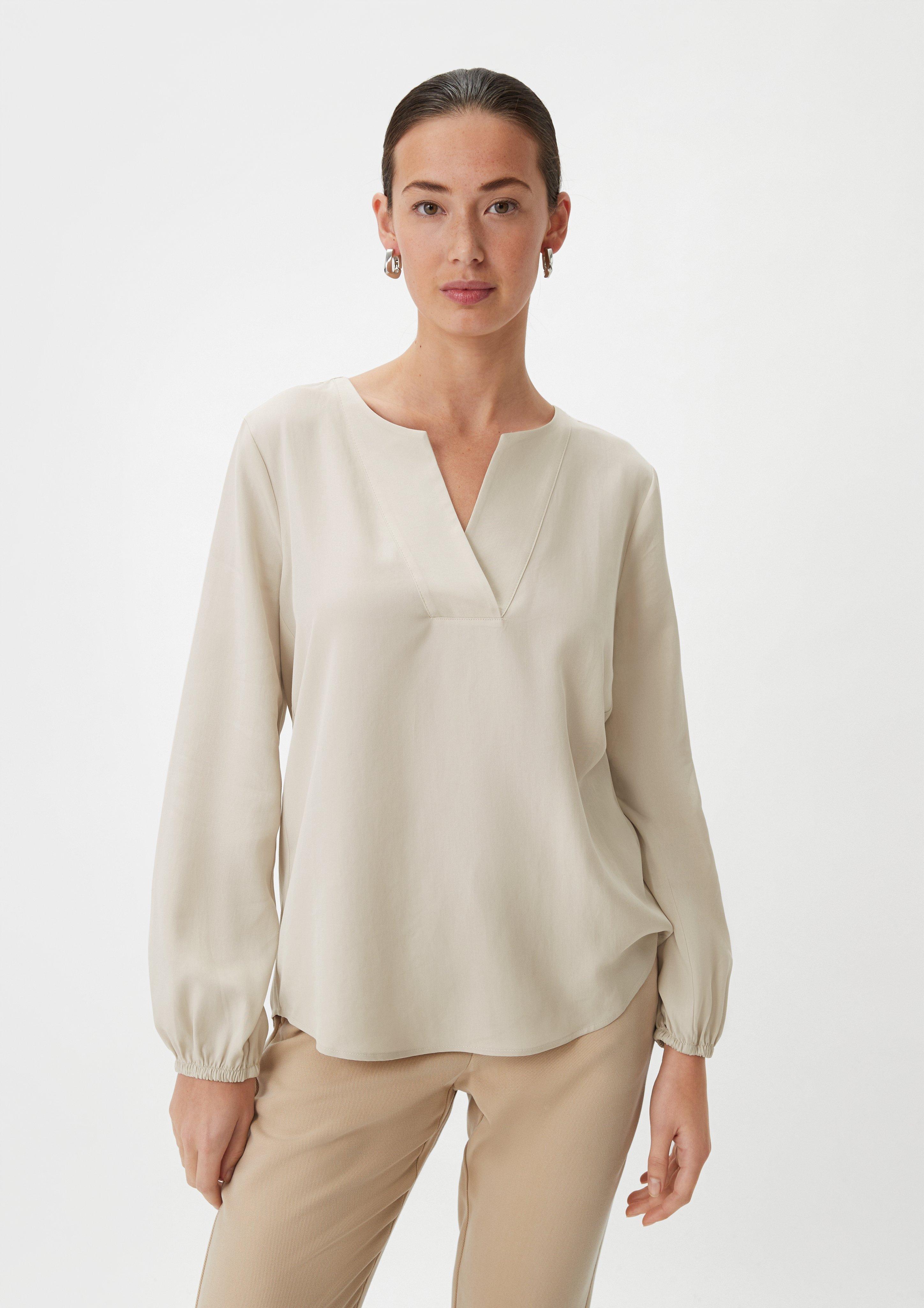 Lyocell blouse with a notch neckline - light beige | Comma