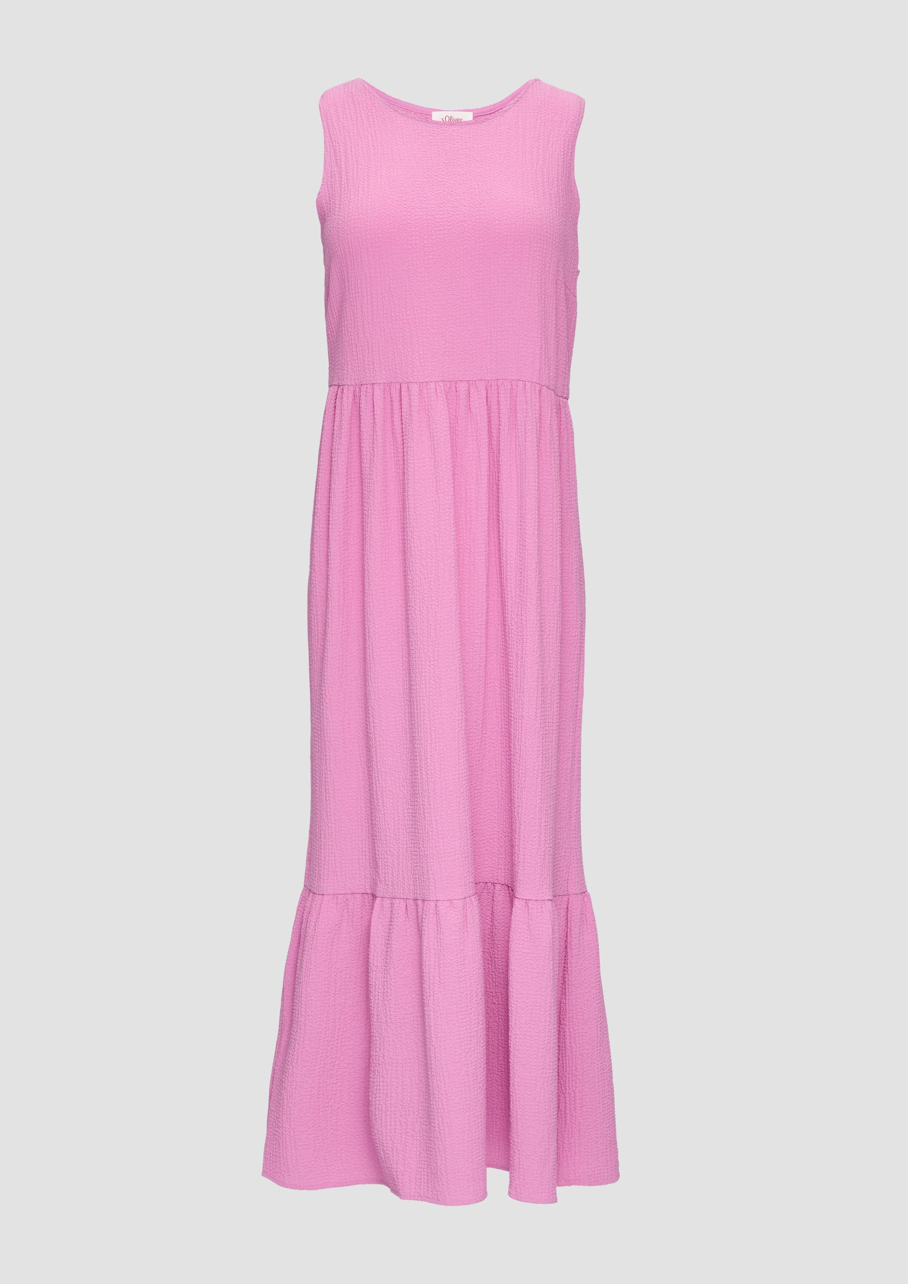 s.Oliver - Volants-Kleid mit Crêpe-Struktur, Damen, Rosa