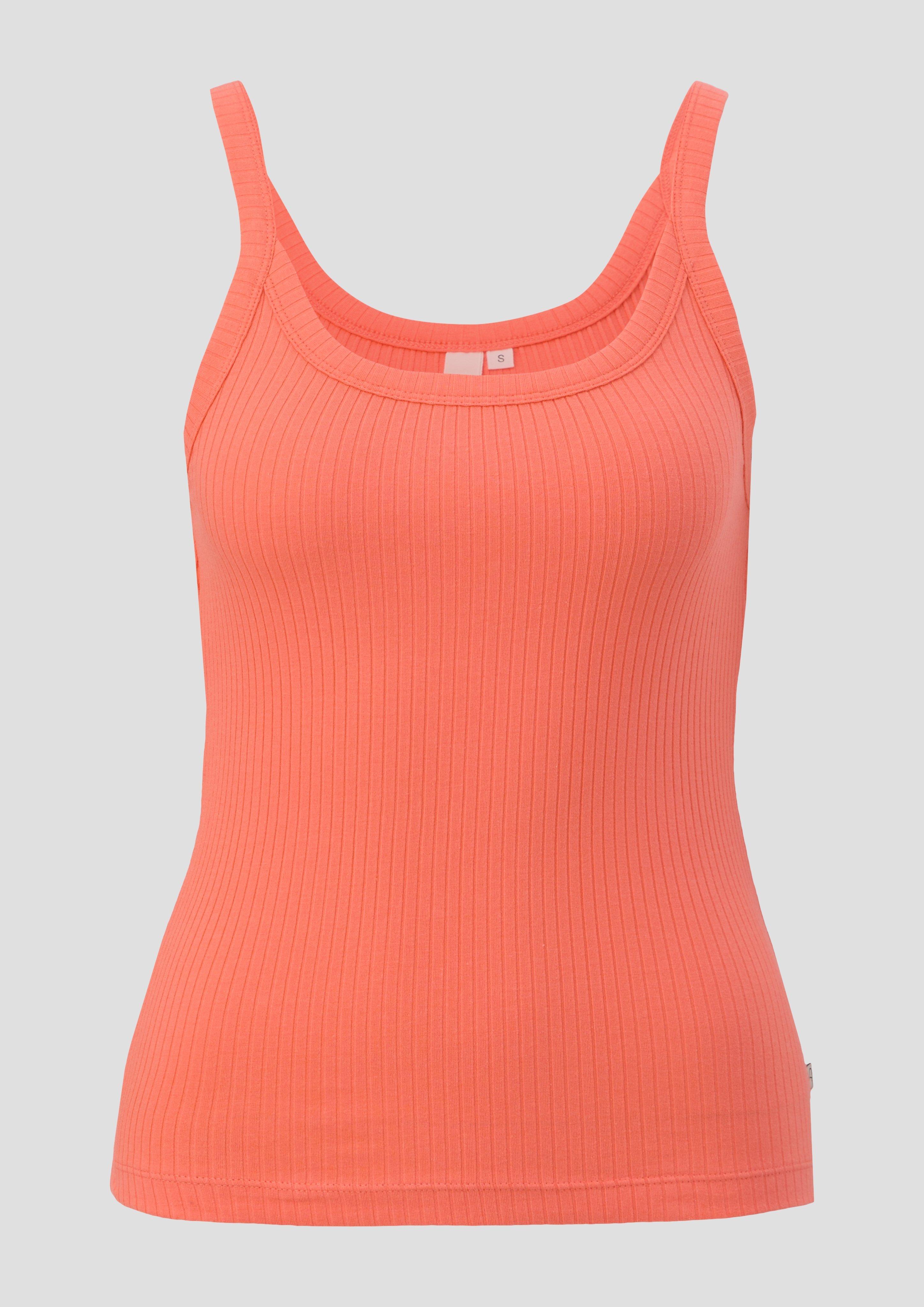 QS - Tank Top mit Rippstruktur, Damen, Orange