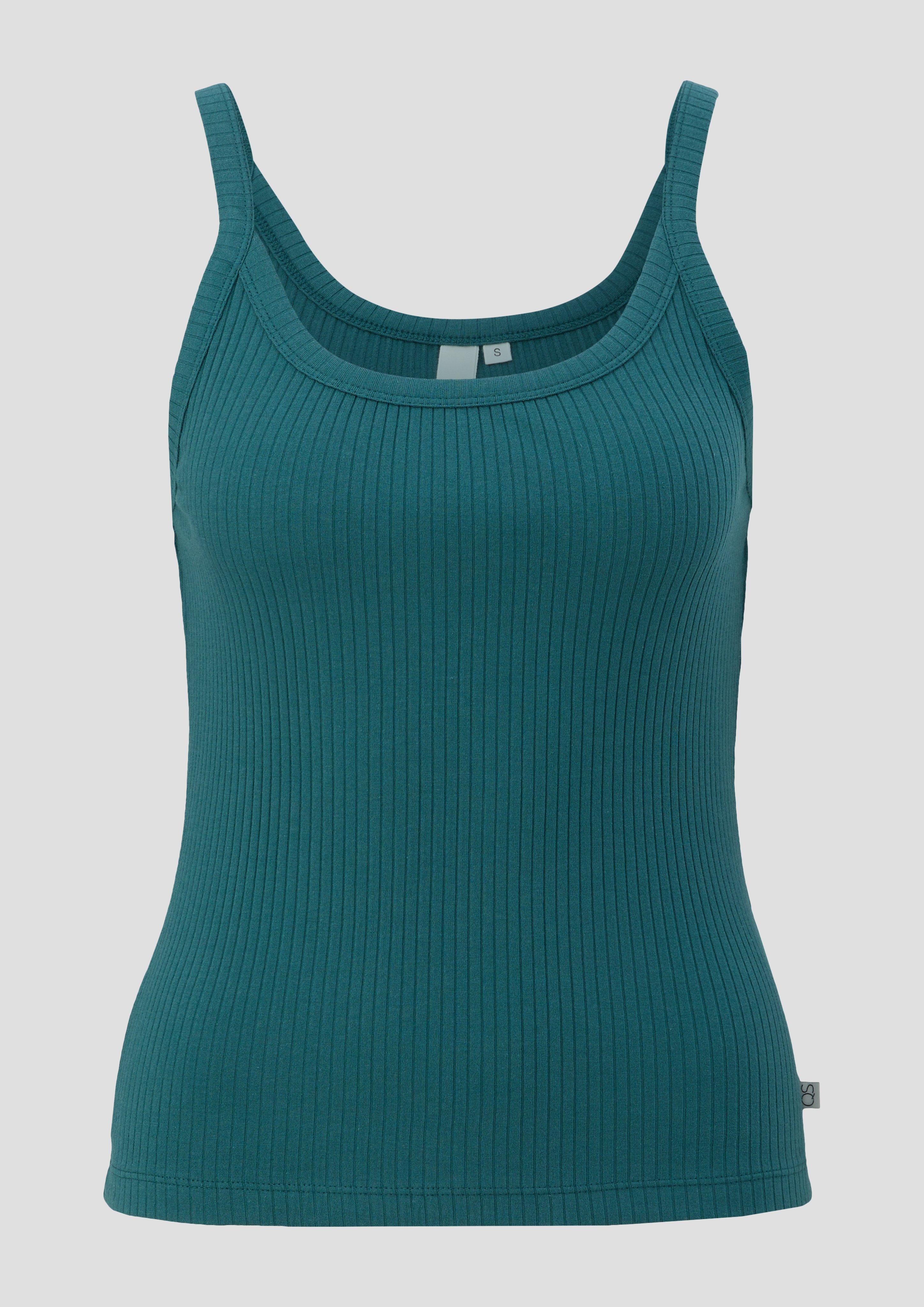 QS - Tank Top mit Rippstruktur, Damen, Blau