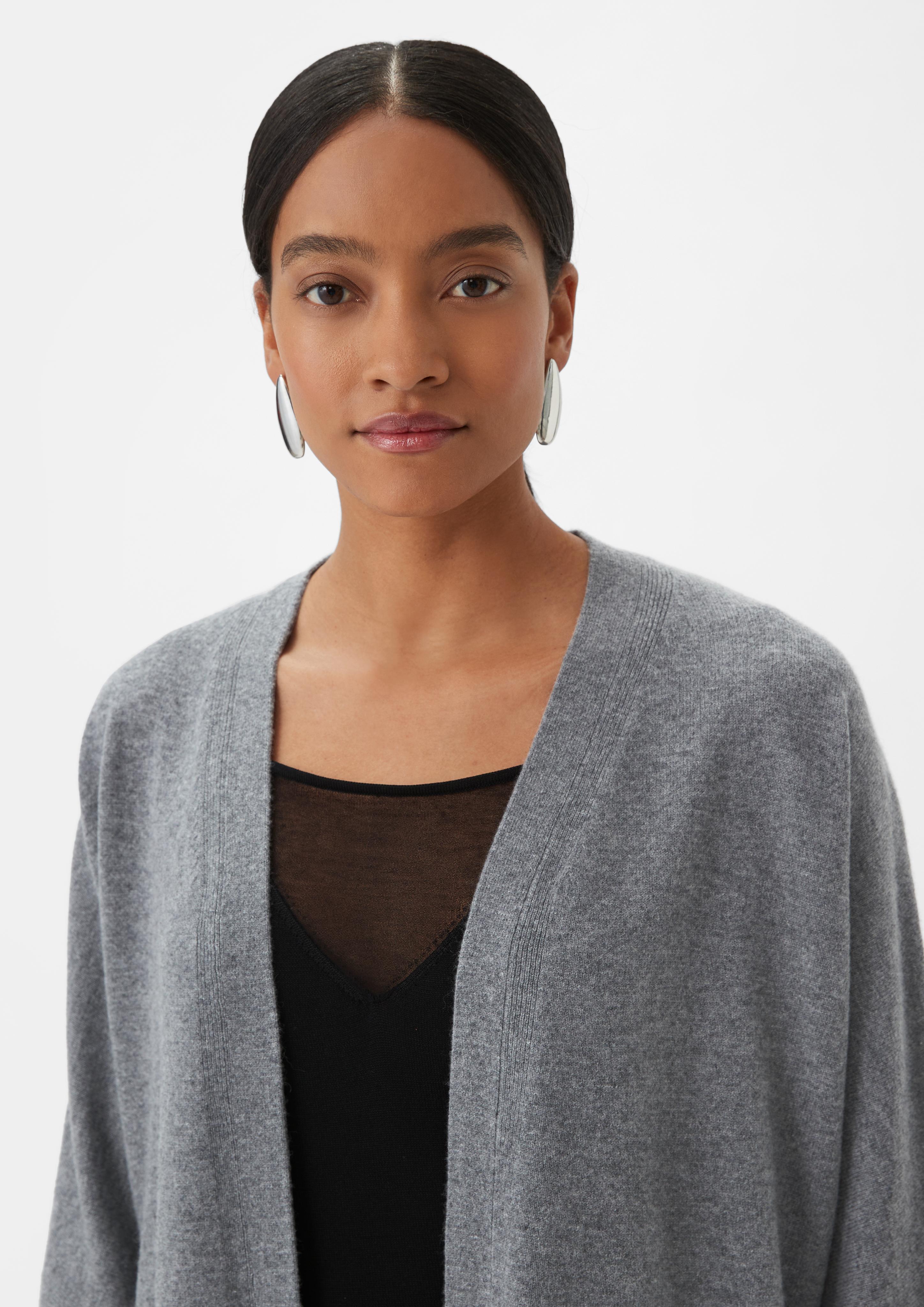 Cashmere blend cardigan with batwing sleeves - graphit | Comma Cashmere blend cardigan with batwing sleeves - graphit | Comma