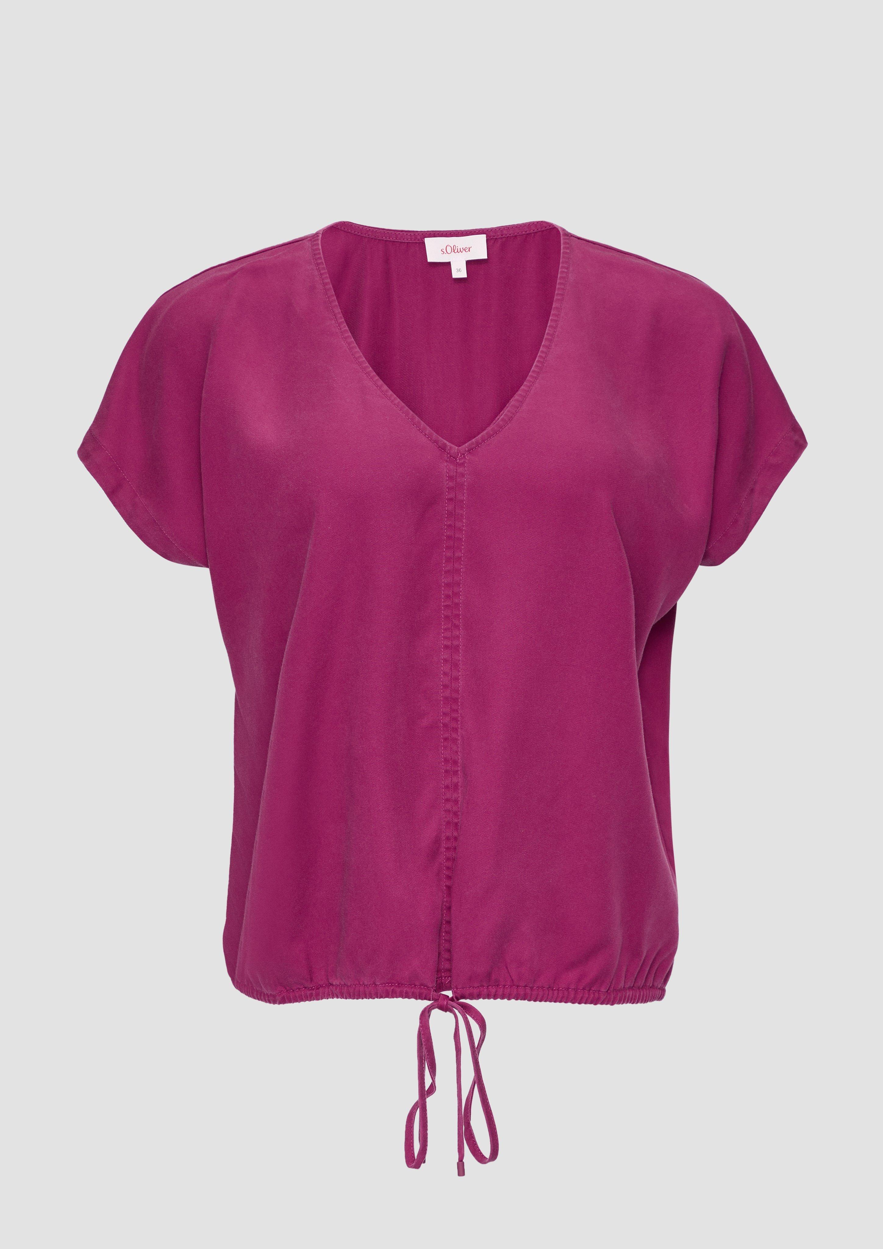 s.Oliver - Fließende Bluse aus Lyocell mit Tunnelzug, Damen, Rosa