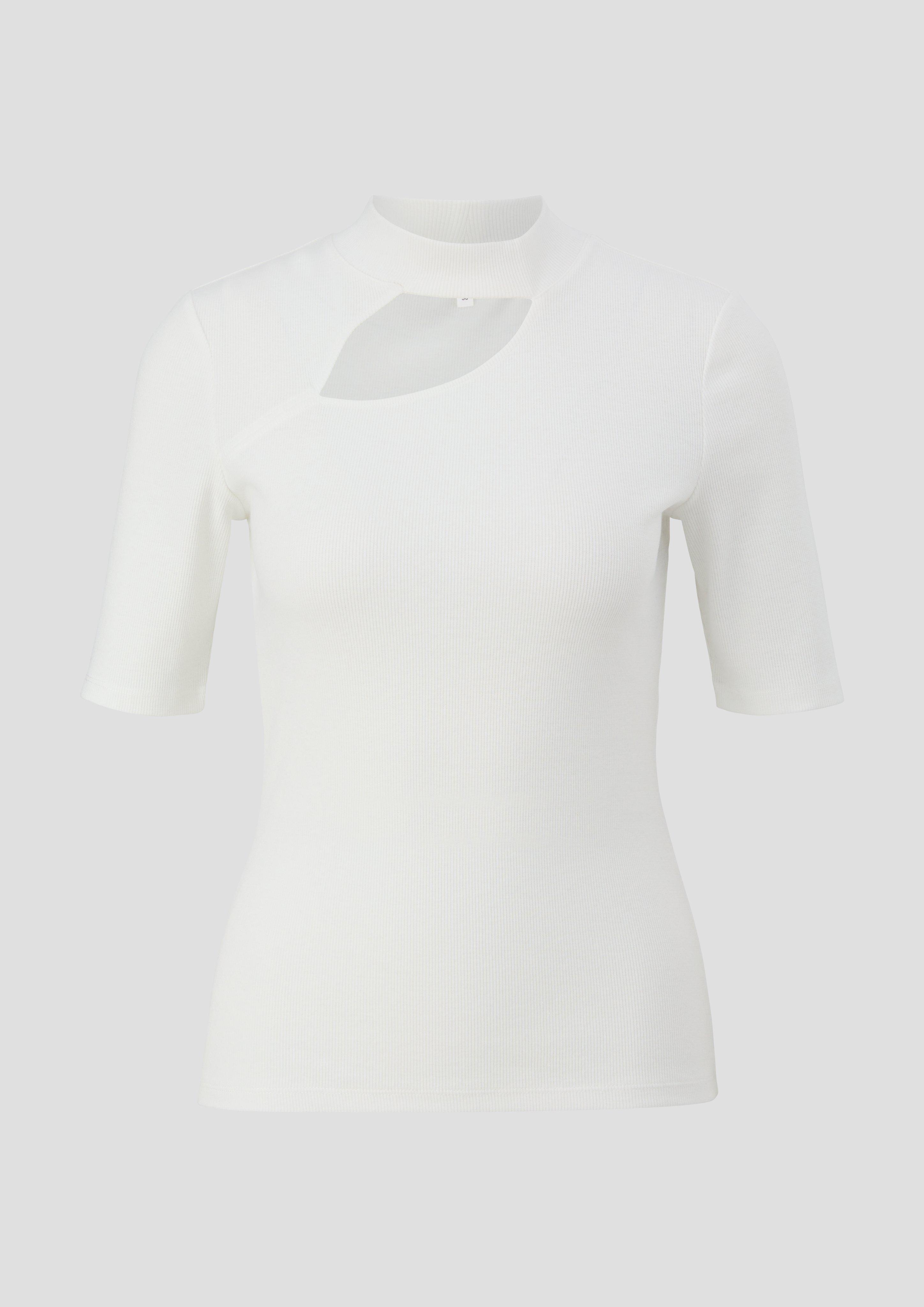 s.Oliver - Rippshirt mit Cut-out-Detail, Damen, creme