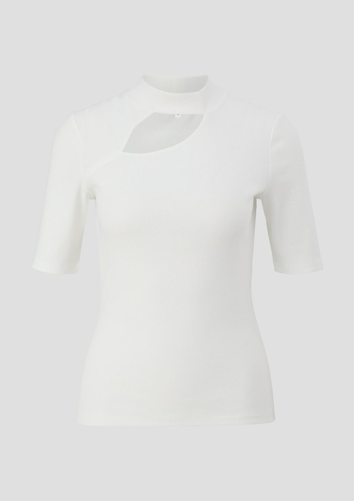 s.Oliver Ribbed top with cut-out detail