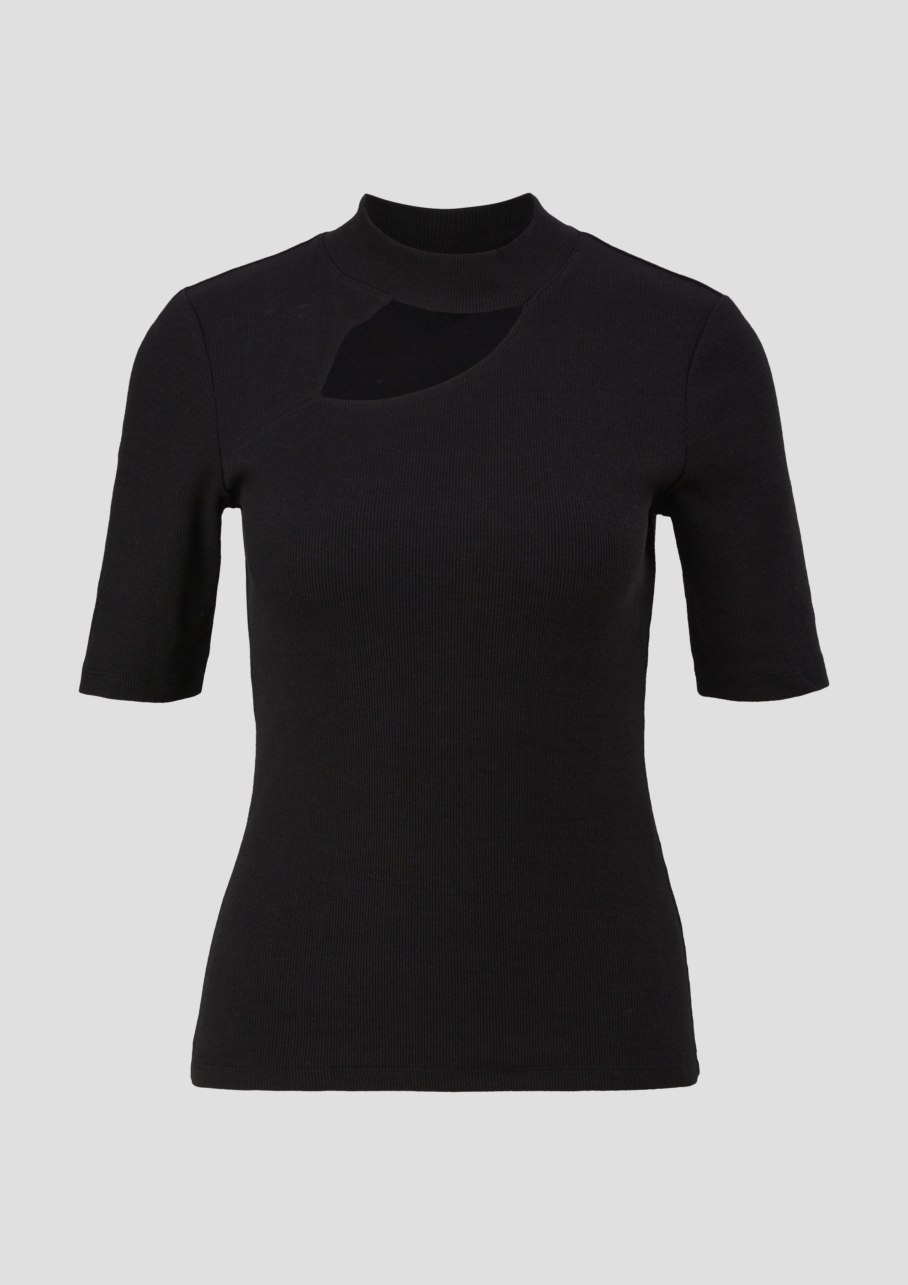s.Oliver - Rippshirt mit Cut-out-Detail, Damen, schwarz