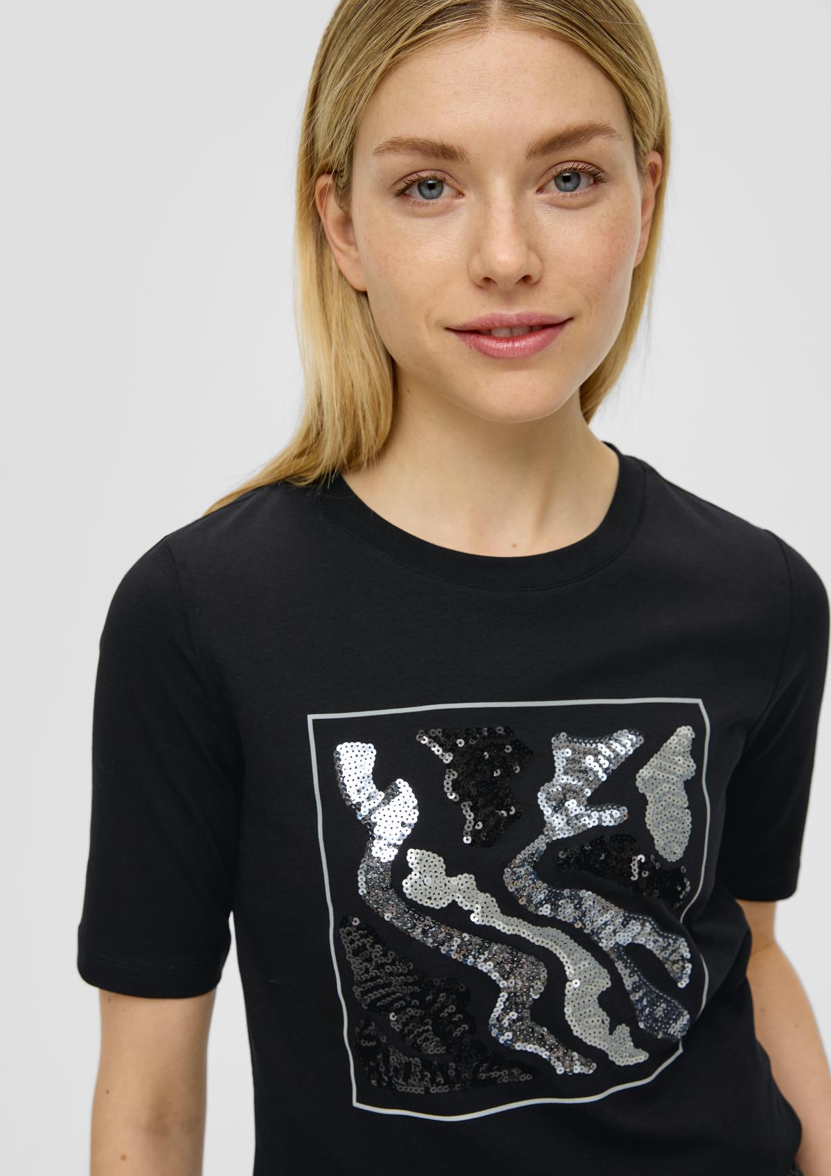 T-shirt with sequin details - ecru