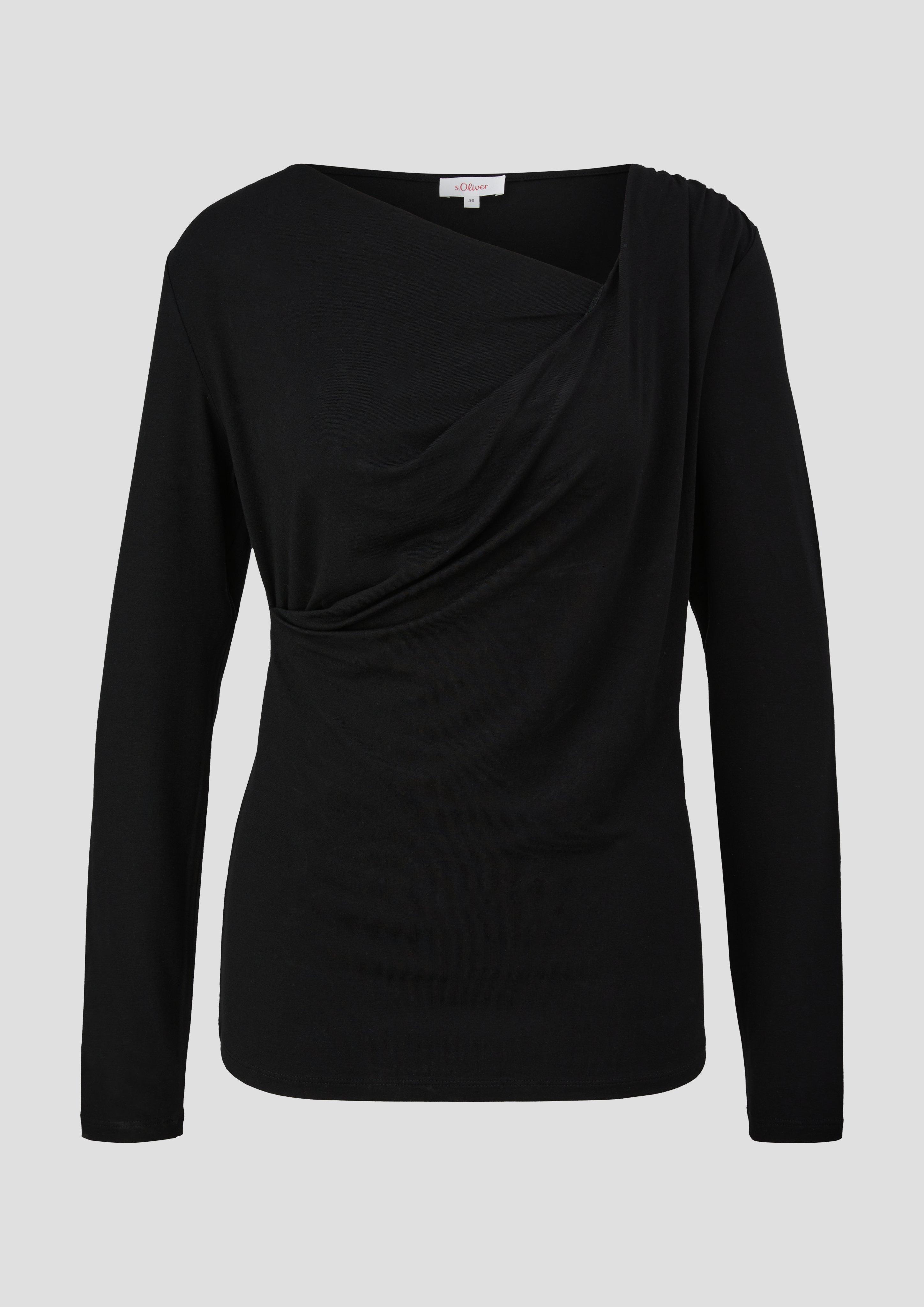 s.Oliver - Shirt mit Raffung, Damen, schwarz