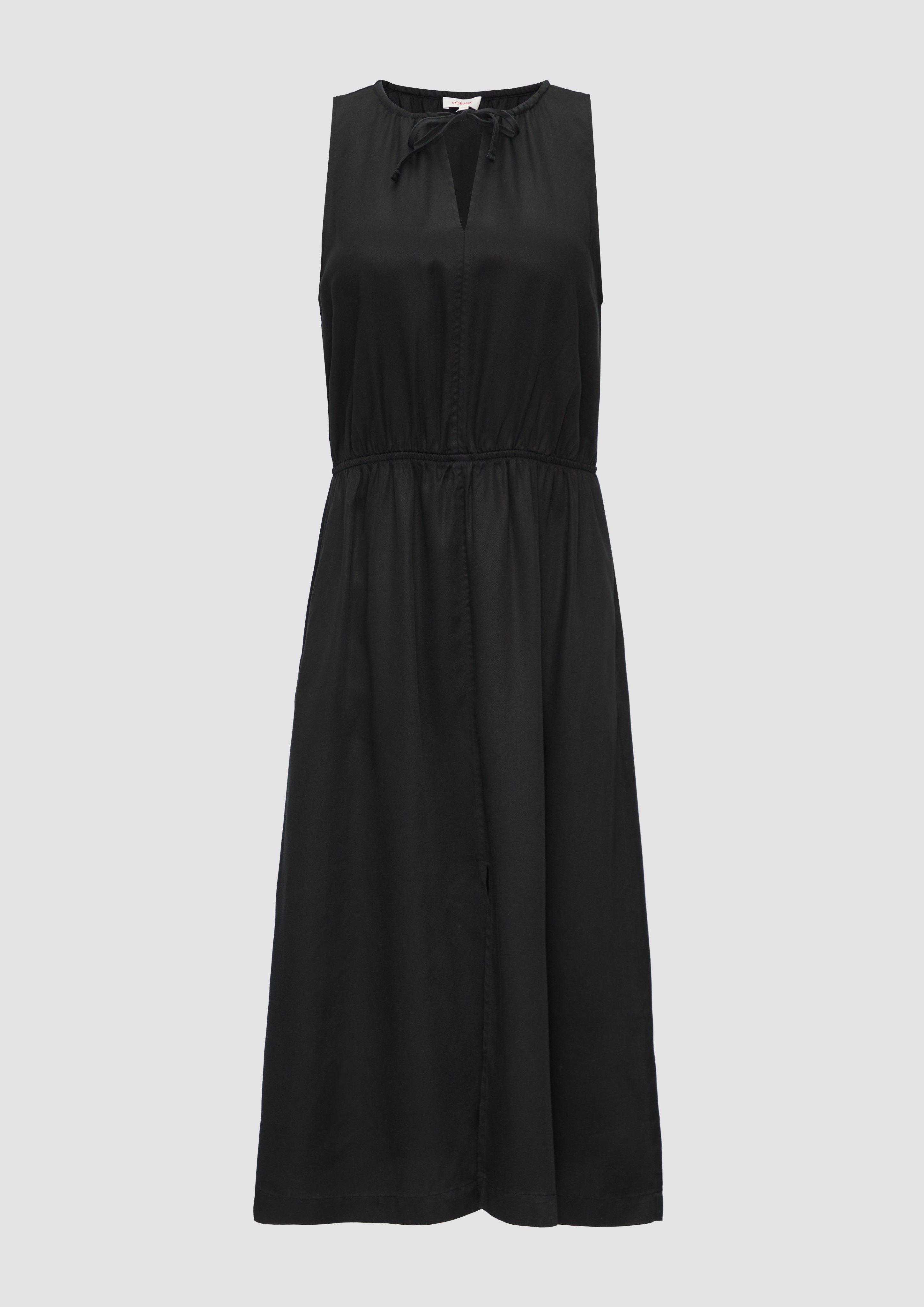 s.Oliver - Midi-Kleid aus Lyocell mit Gummizug, Damen, schwarz