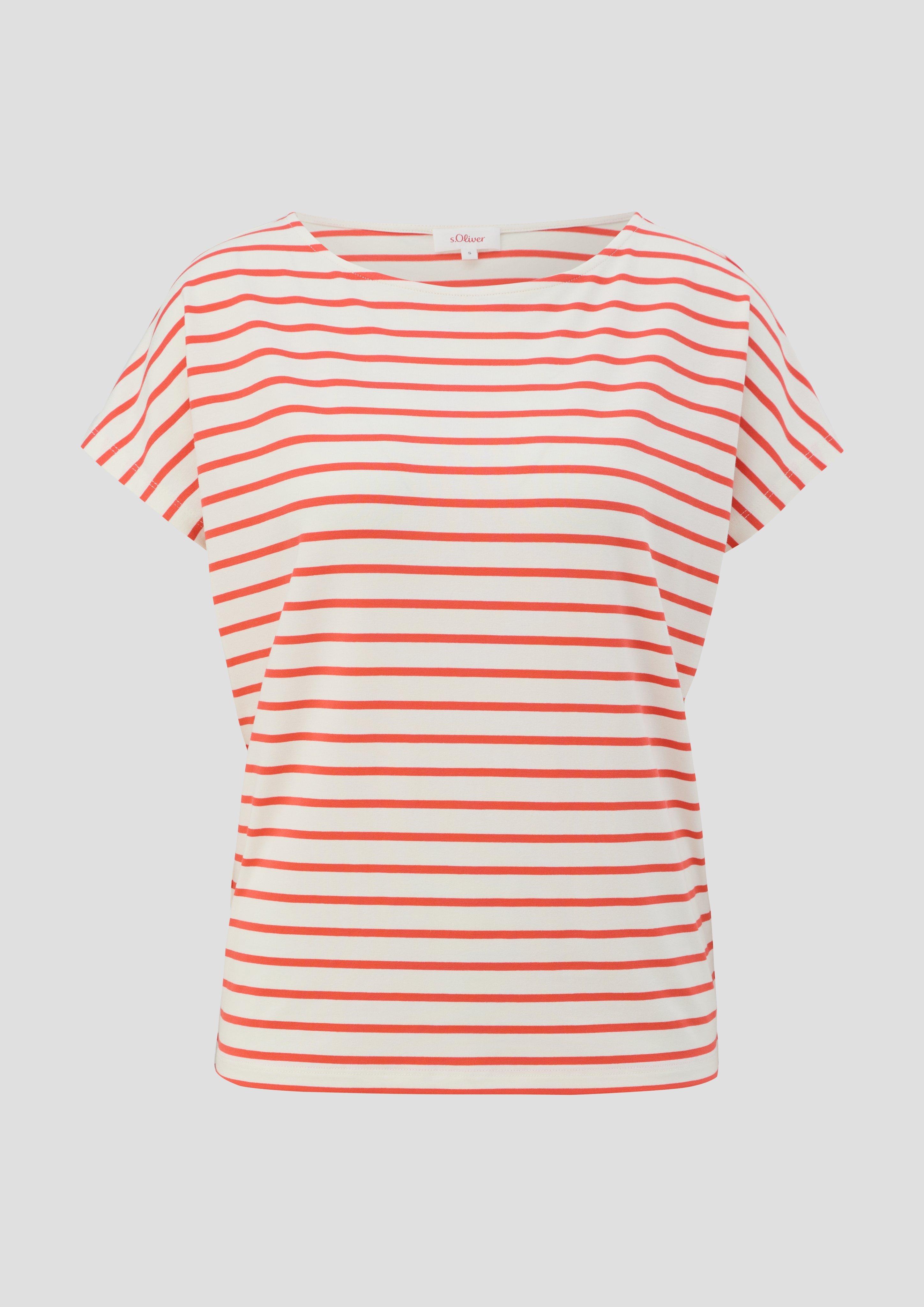 s.Oliver - T-Shirt aus Viskosestretch, Damen, creme|orange