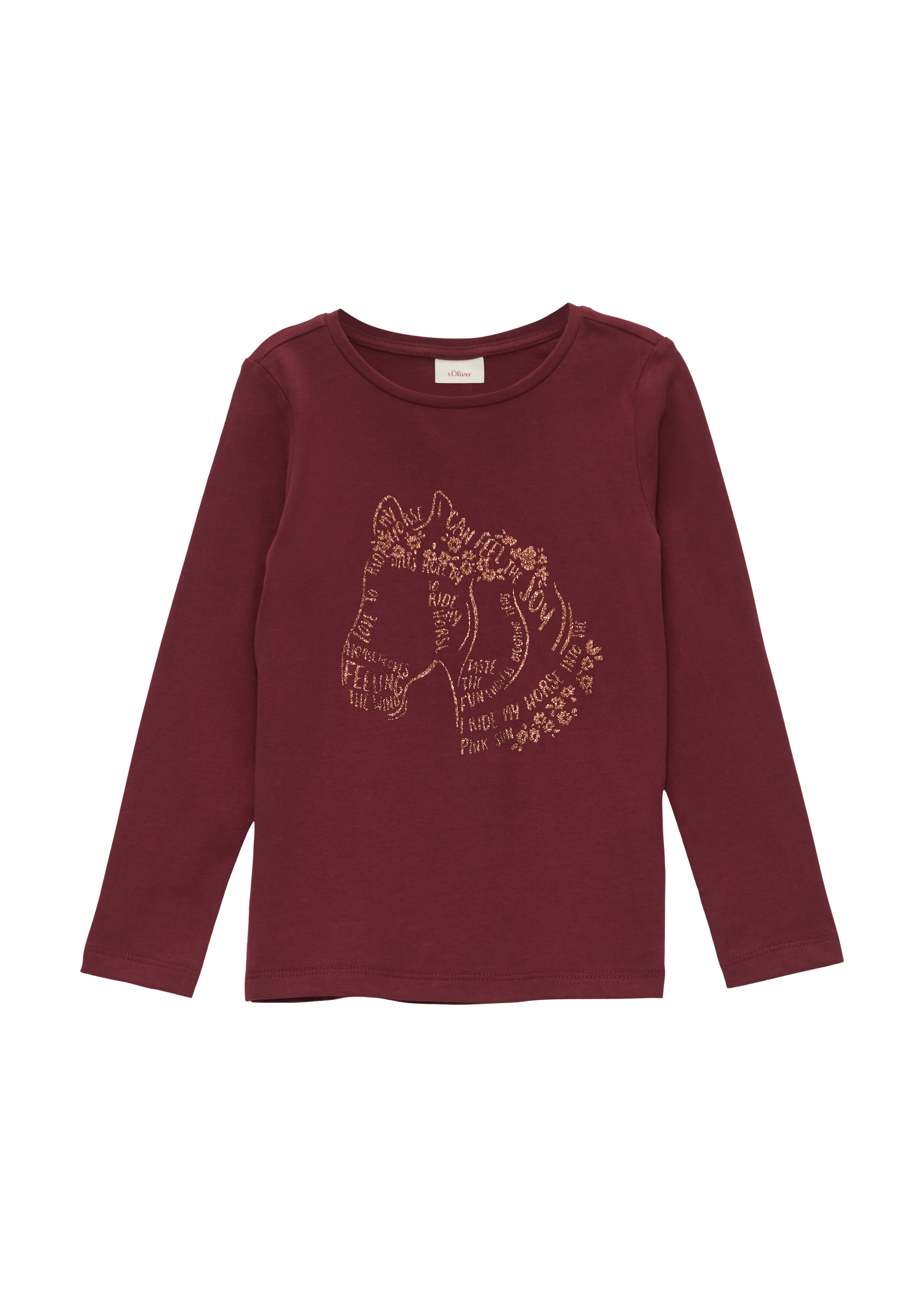 s.Oliver - Langarmshirt mit Glitzer-Print, Kinder, rot