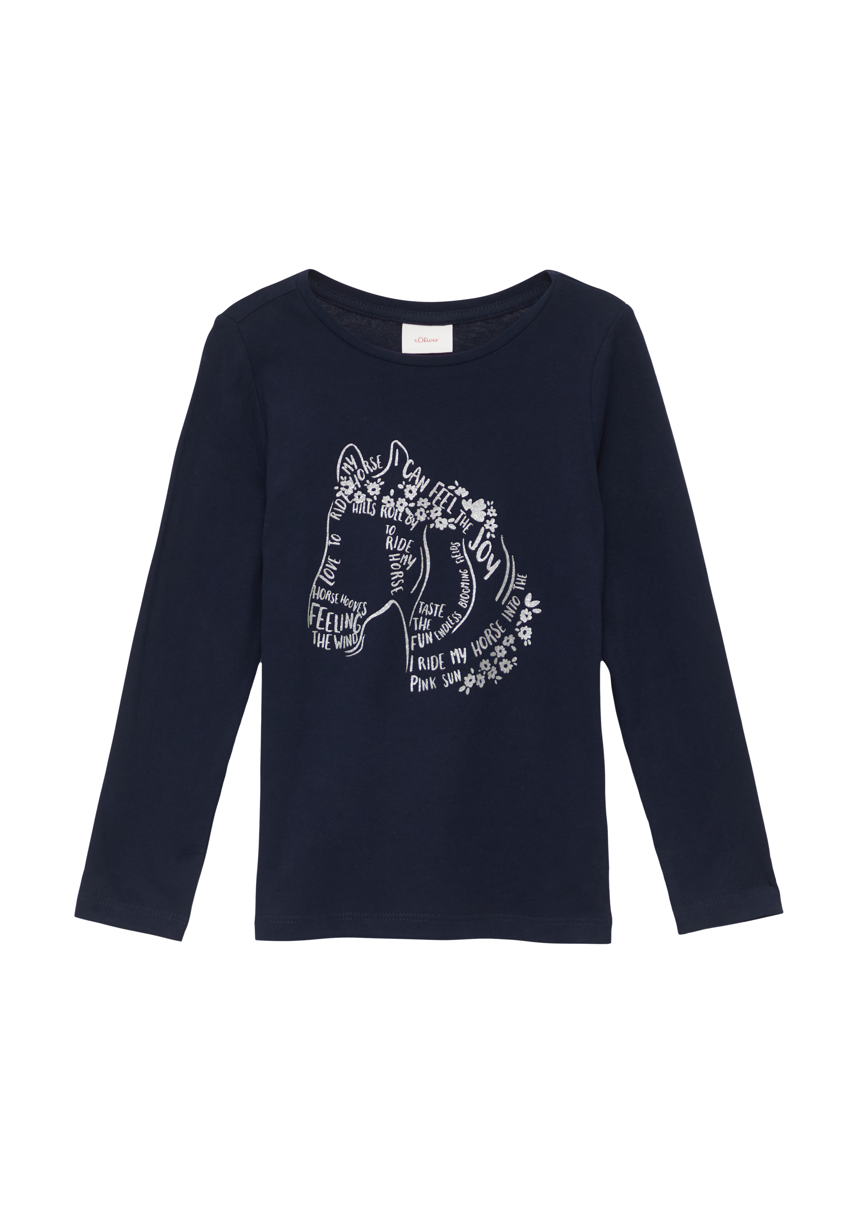 s.Oliver - Langarmshirt mit Glitzer-Print, Kinder, blau