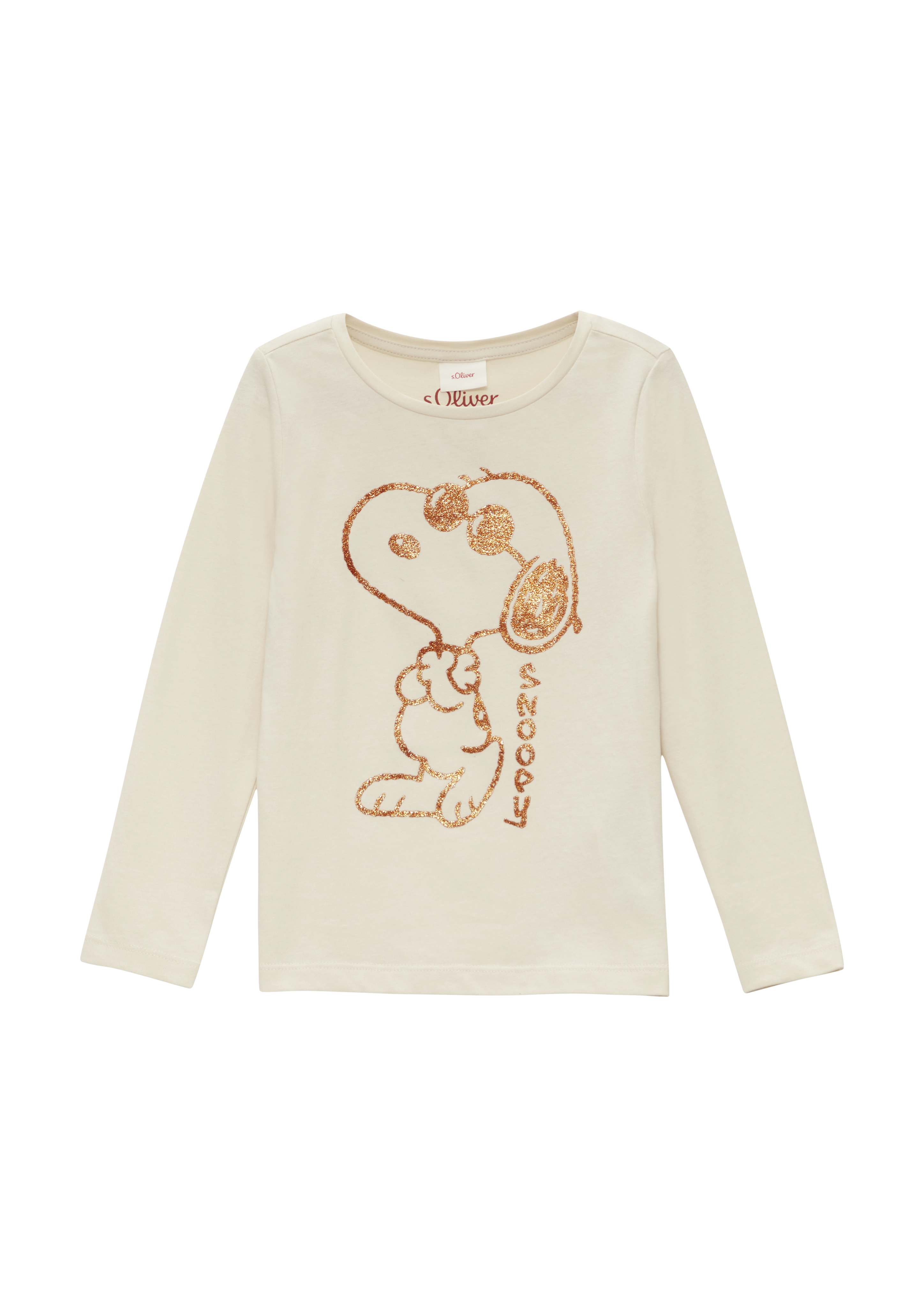 s.Oliver - Longsleeve mit glitzerndem Snoopy®-Print, Kinder, Beige