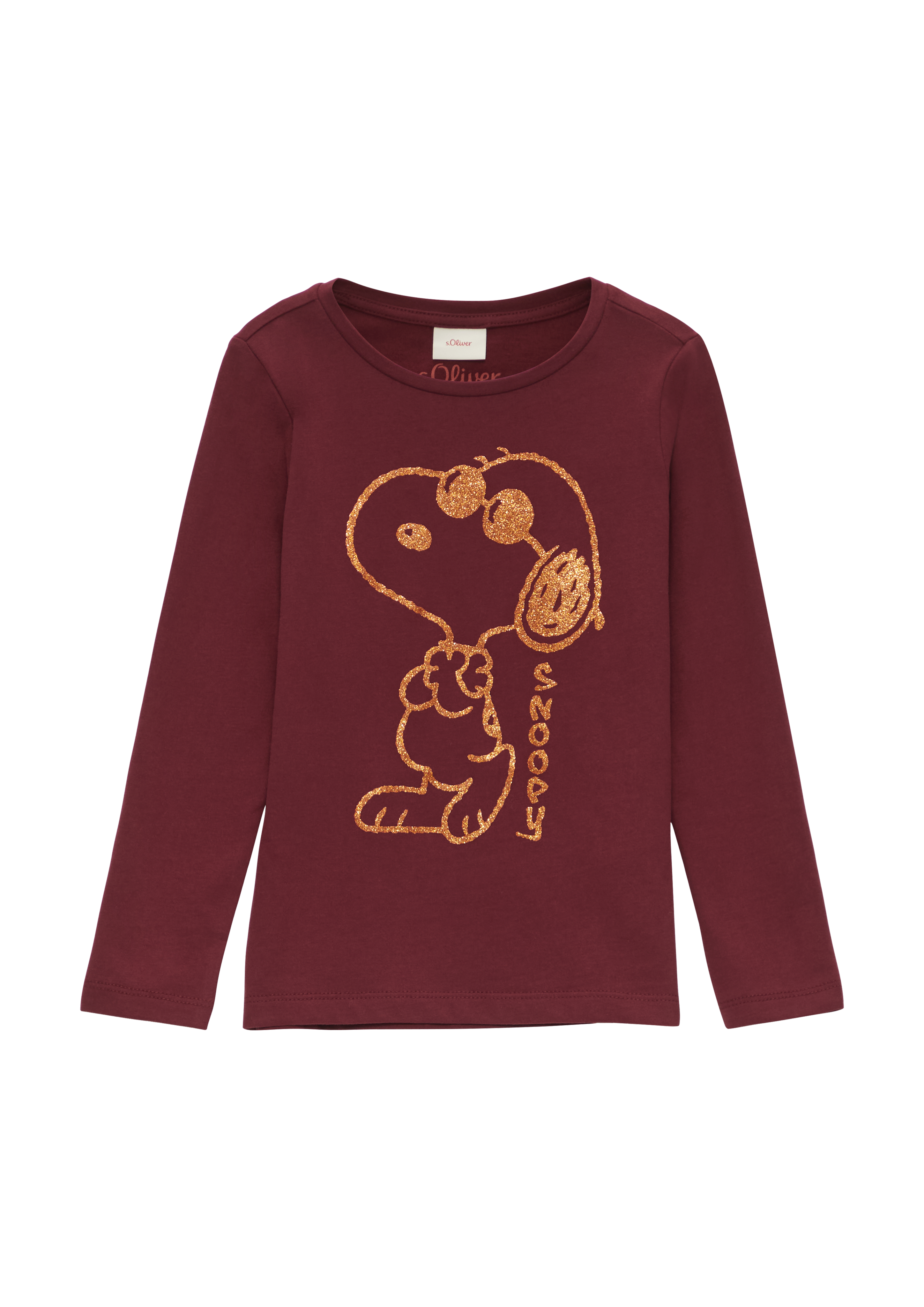 s.Oliver - Longsleeve mit glitzerndem Snoopy®-Print, Kinder, rot