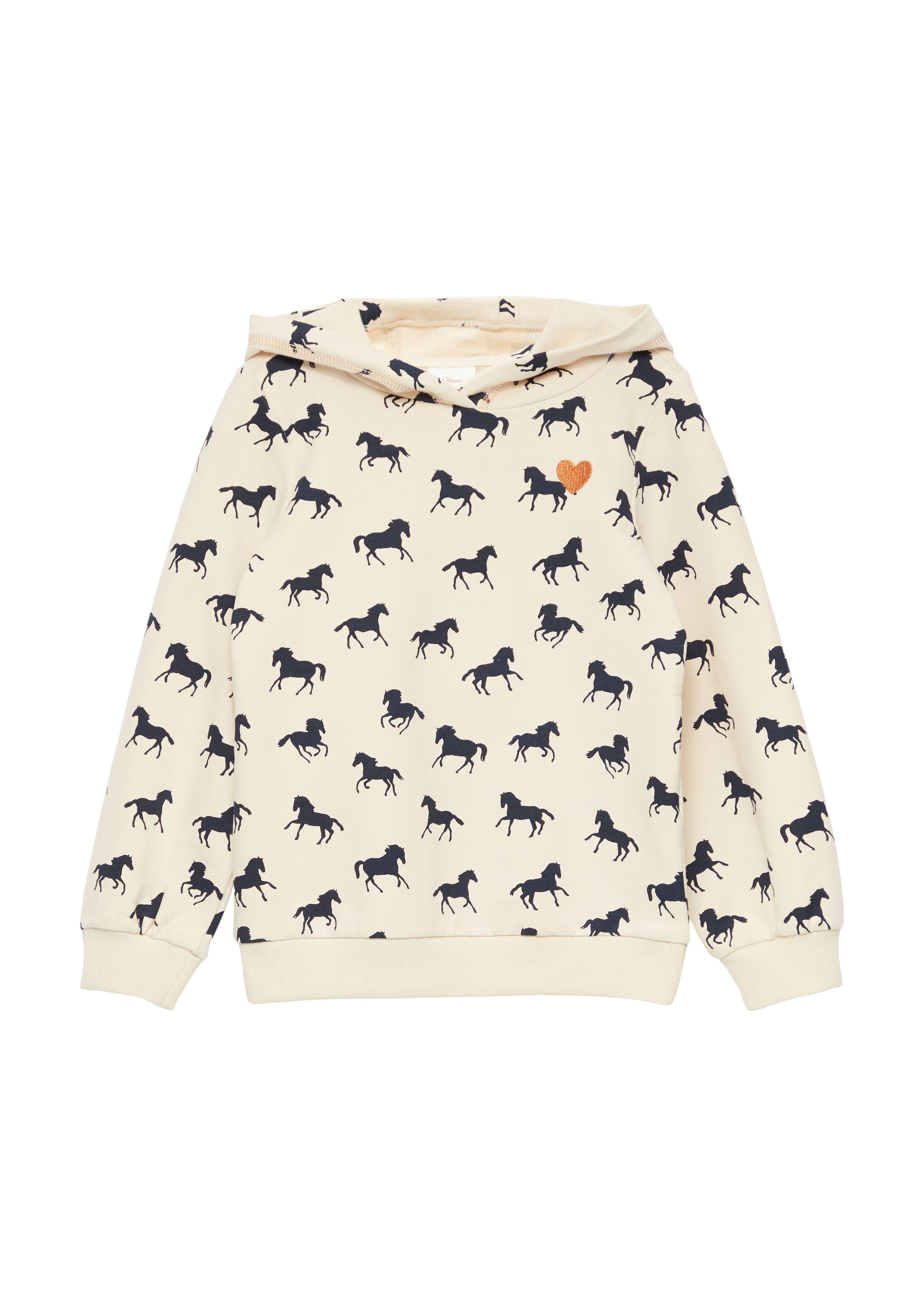 s.Oliver - Kapuzen-Sweatshirt mit All-over-Print, Kinder, Beige