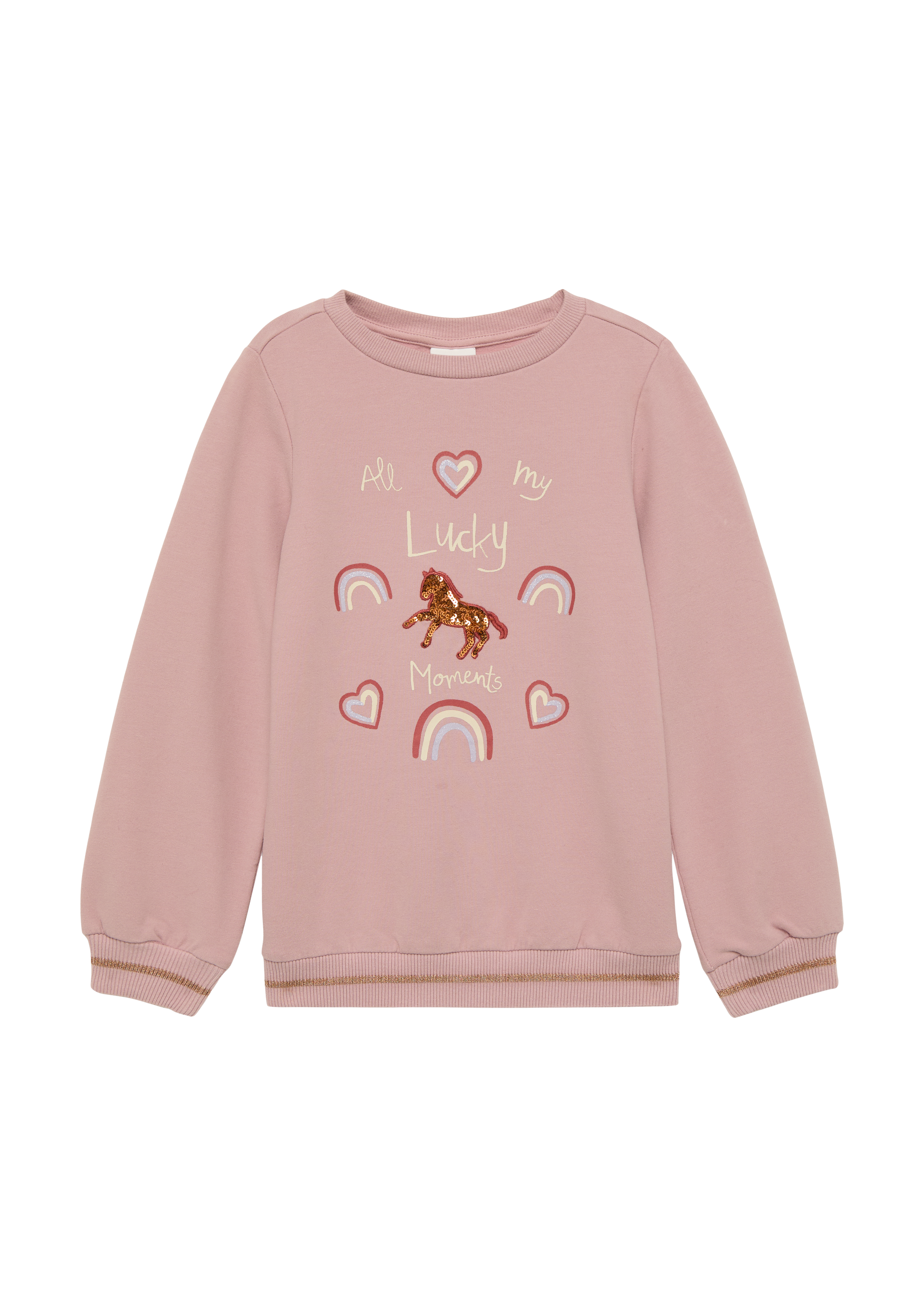 s.Oliver - Weiches Sweatshirt mit Glitzer- und Pailletendetails, Kinder, Rosa