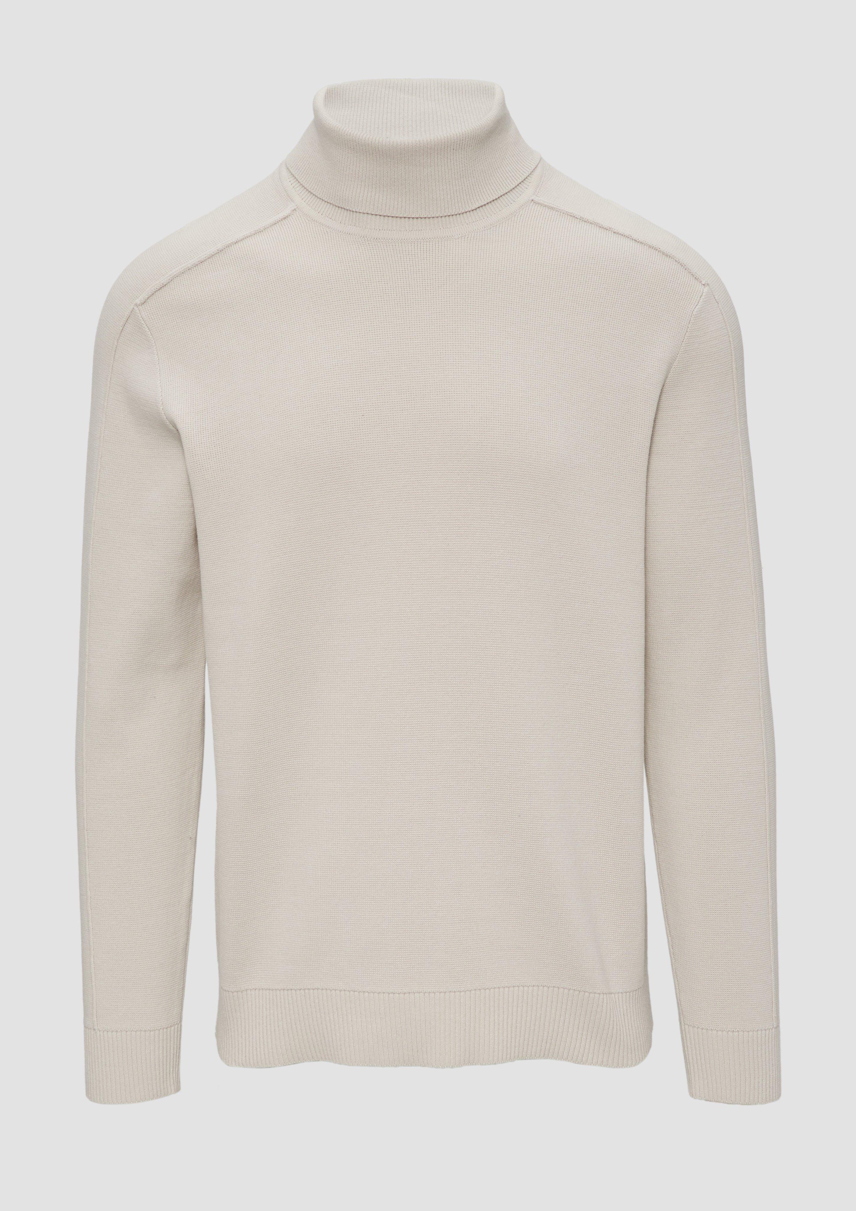 s.Oliver - Strukturierter Rollkragenpullover mit Naht-Details, Herren, creme