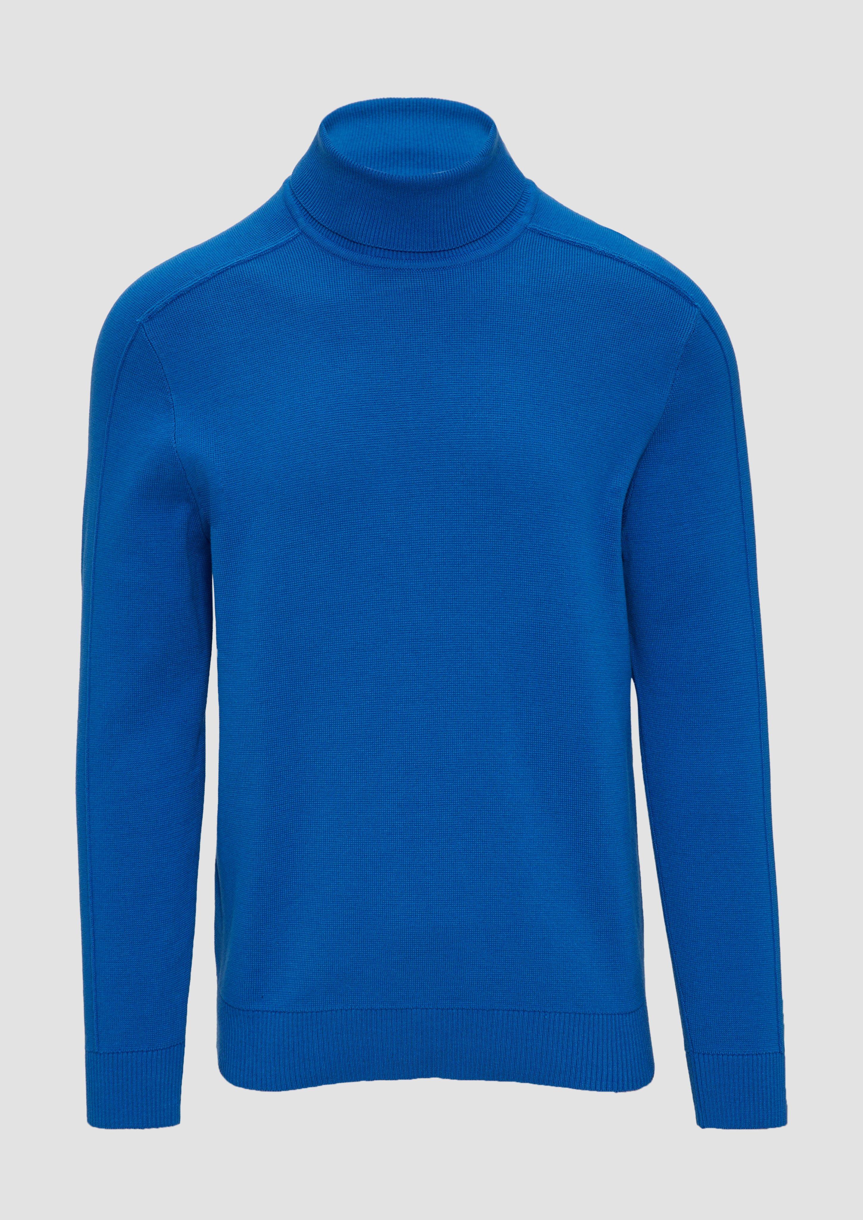 s.Oliver - Strukturierter Rollkragenpullover mit Naht-Details, Herren, blau