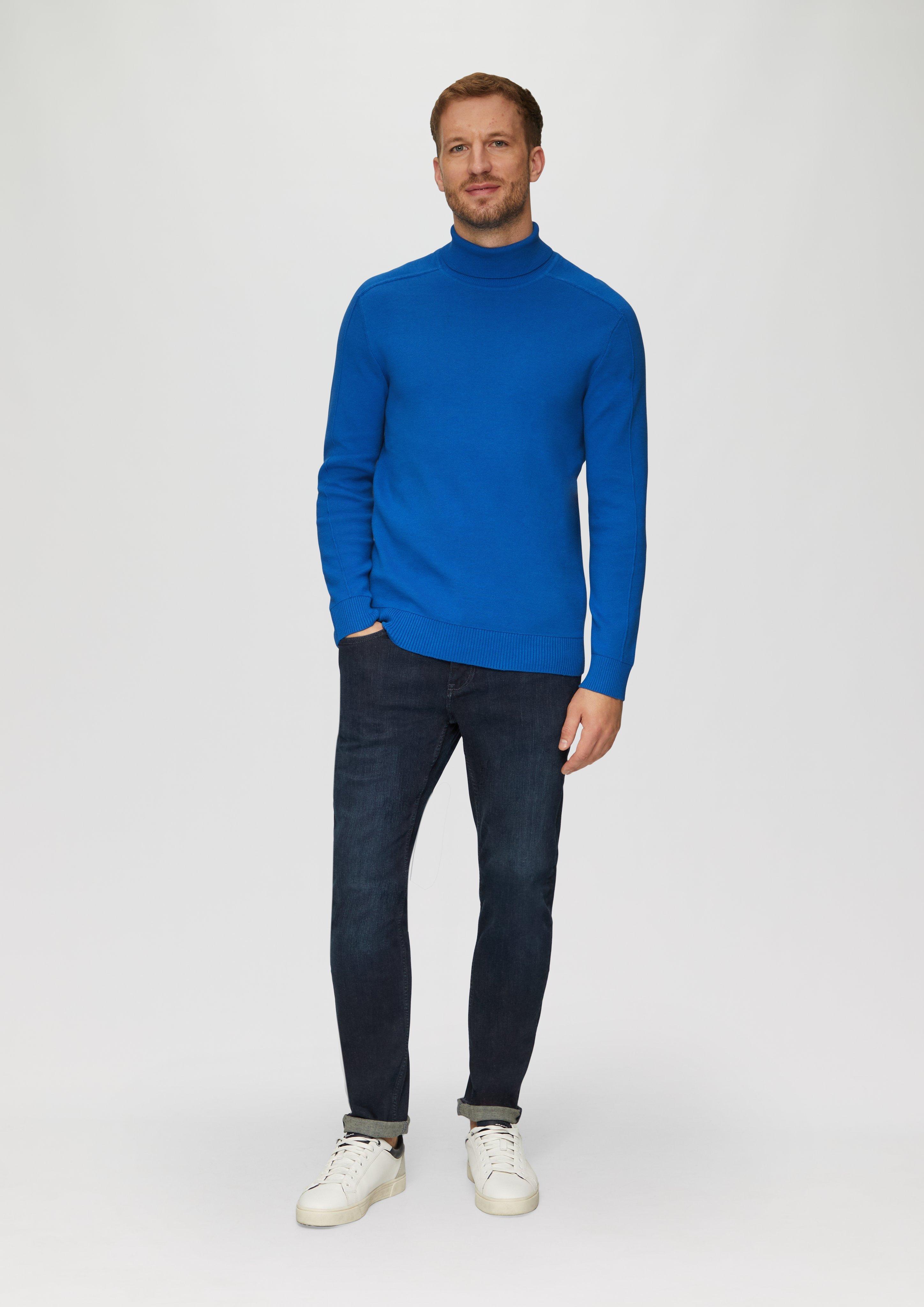 Textured turtleneck jumper with seam details - navy | s.Oliver
