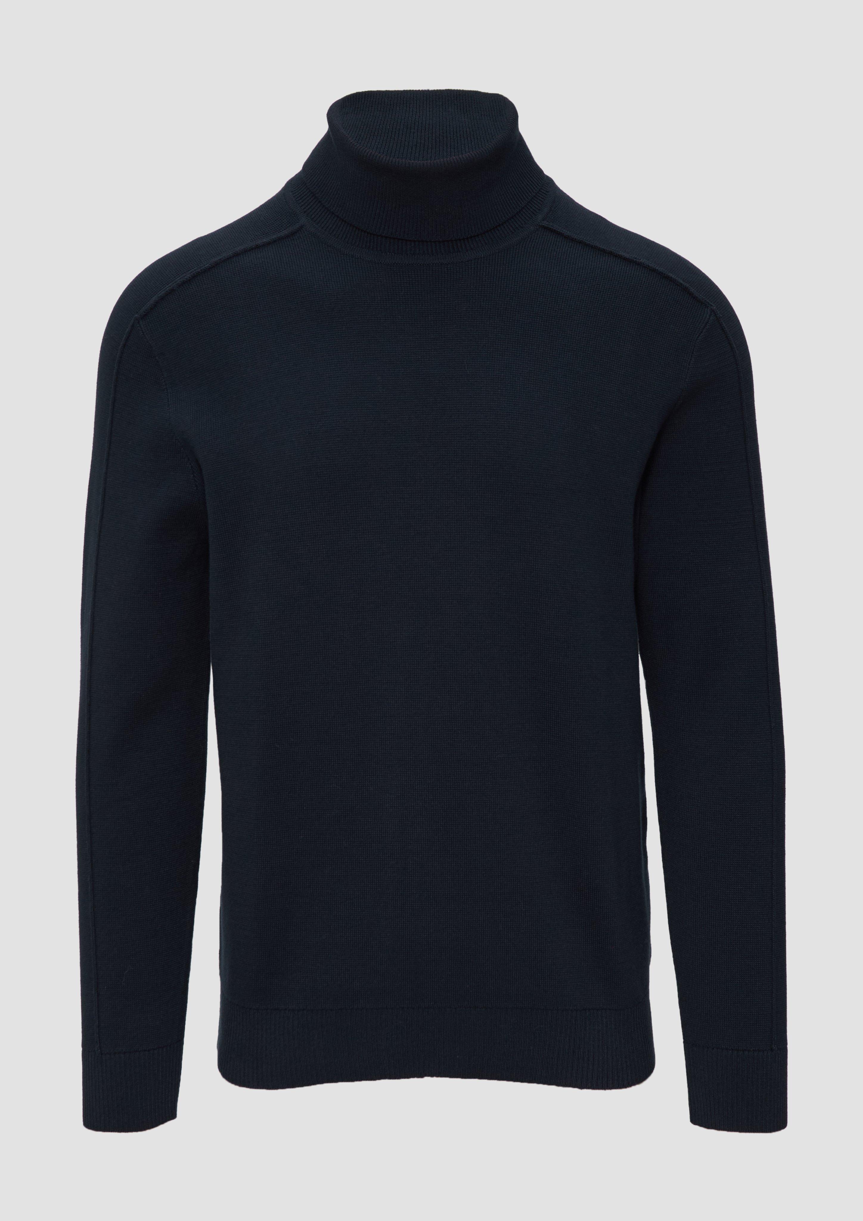 s.Oliver - Strukturierter Rollkragenpullover mit Naht-Details, Herren, blau