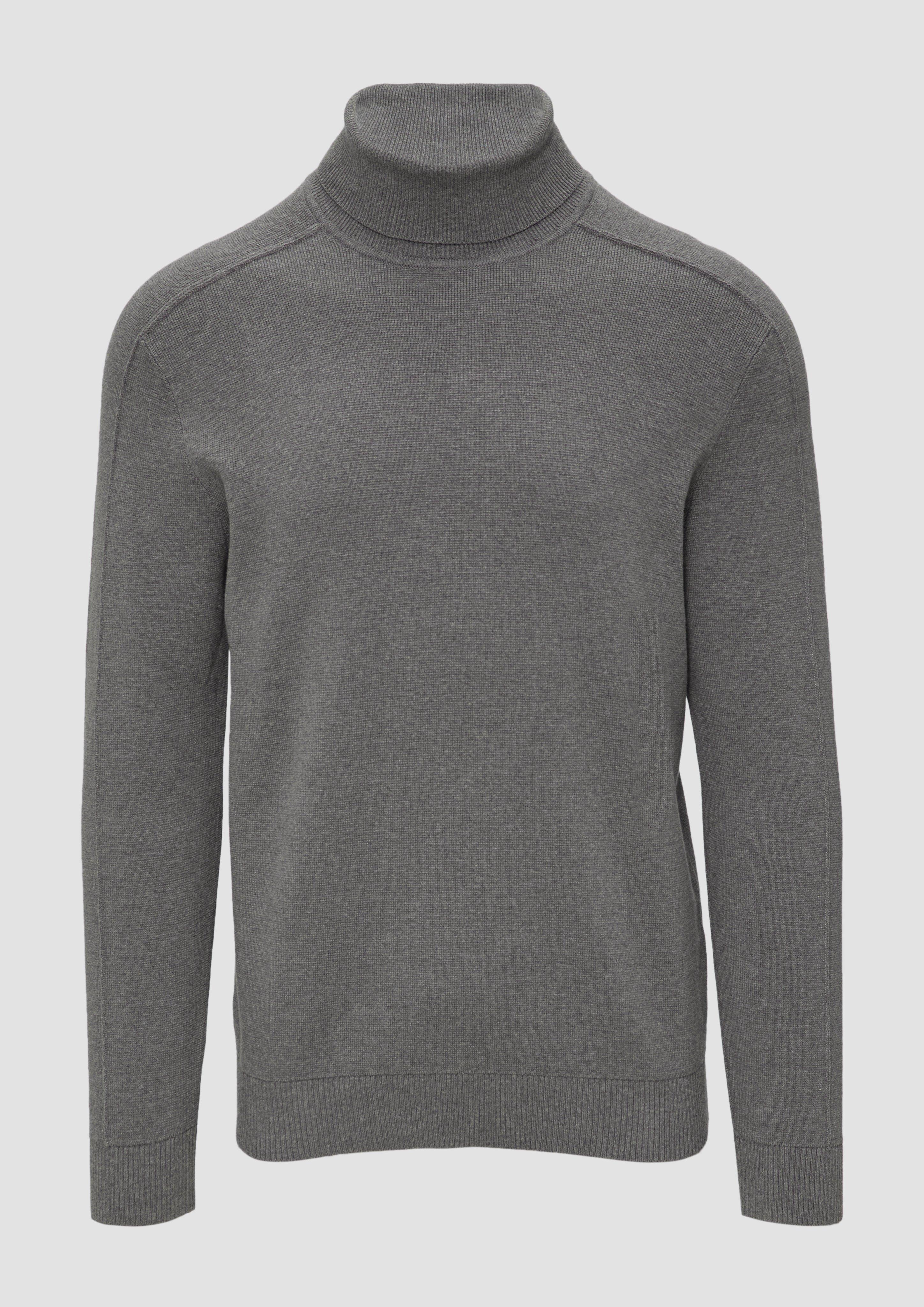 s.Oliver - Strukturierter Rollkragenpullover mit Naht-Details, Herren, grau