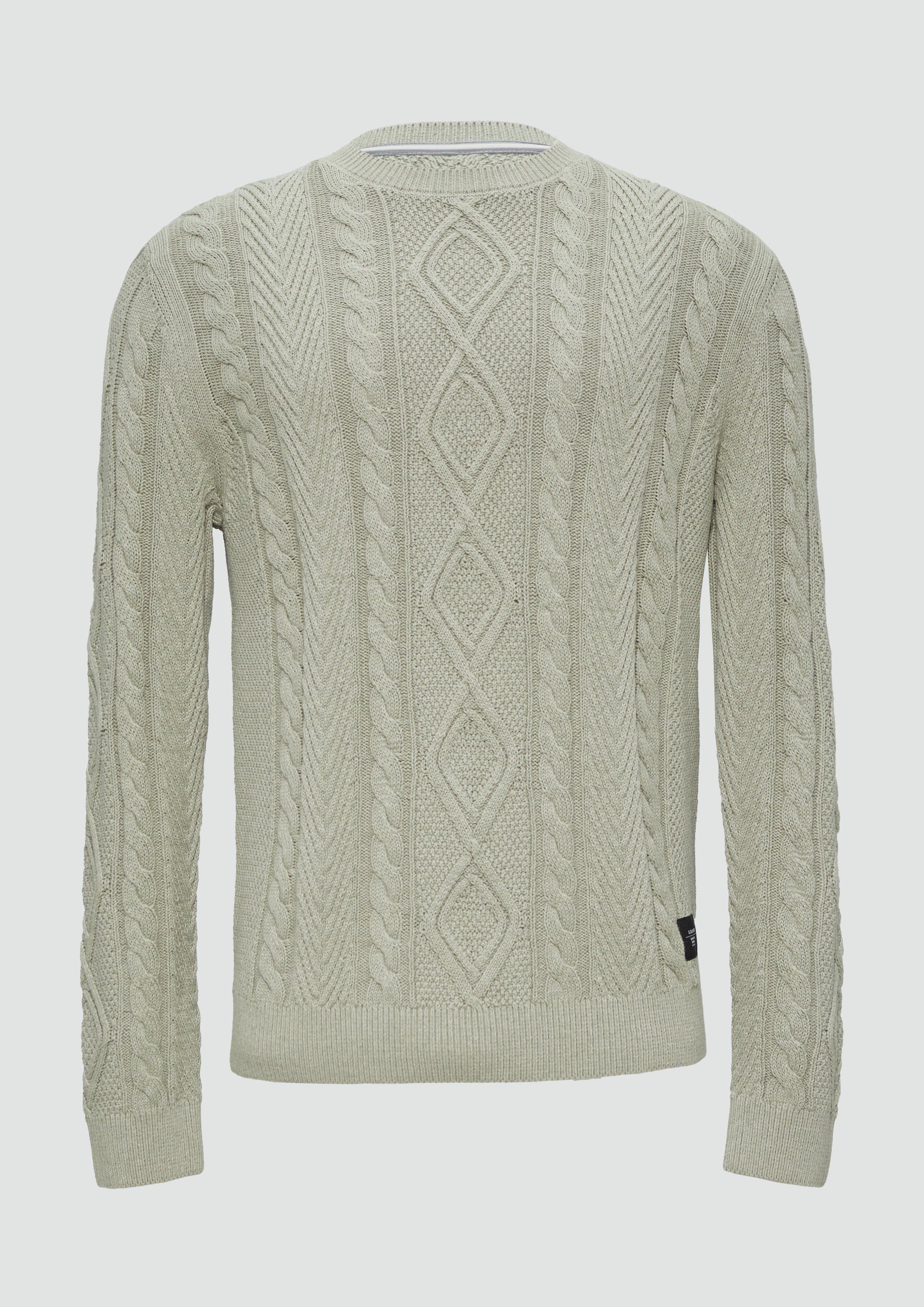 Thumbnail - s.Oliver - Strickpullover mit Zopfmuster, Herren, Beige