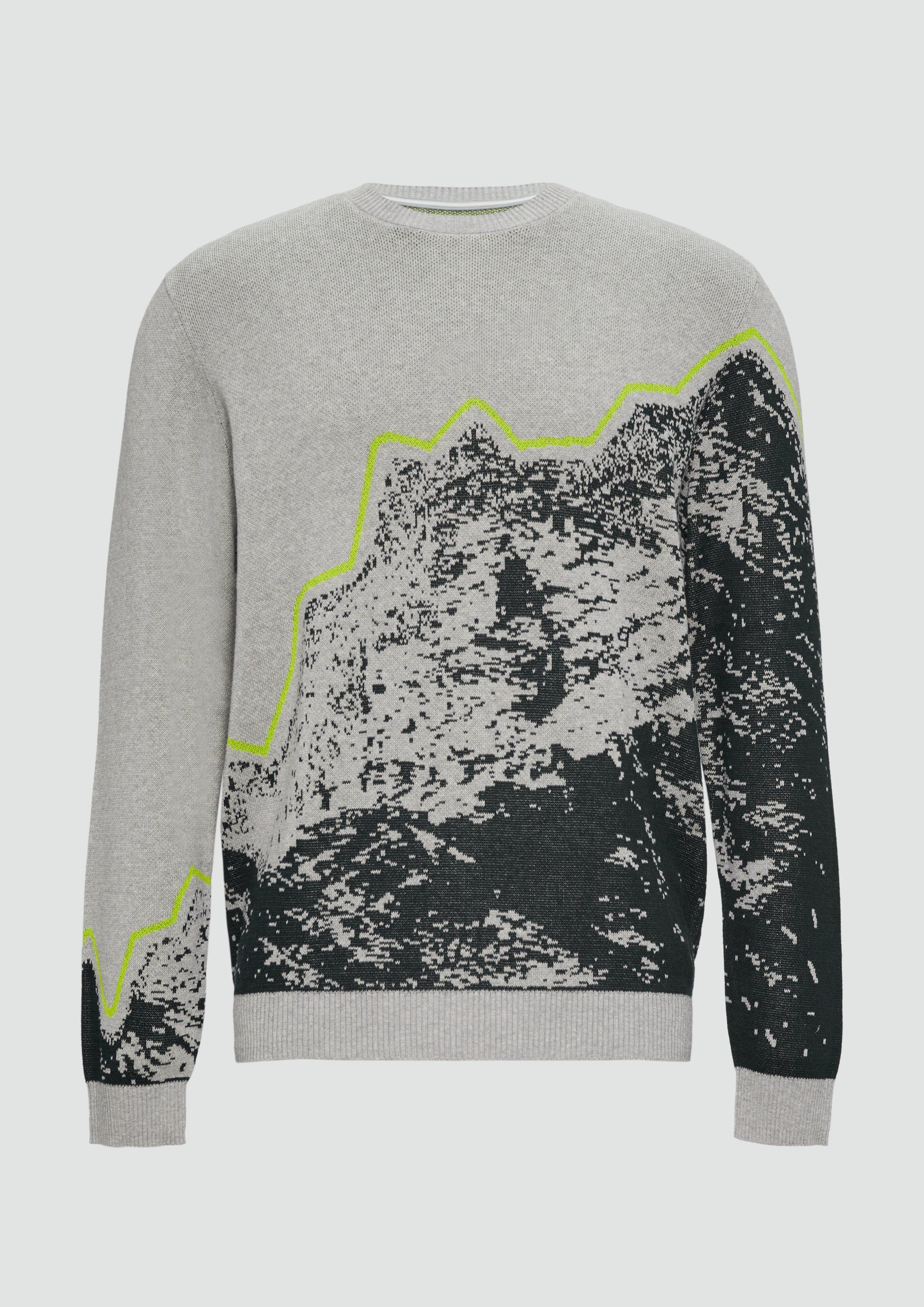 s.Oliver - Strickpullover mit Jacquard-Artwork, Herren, grau