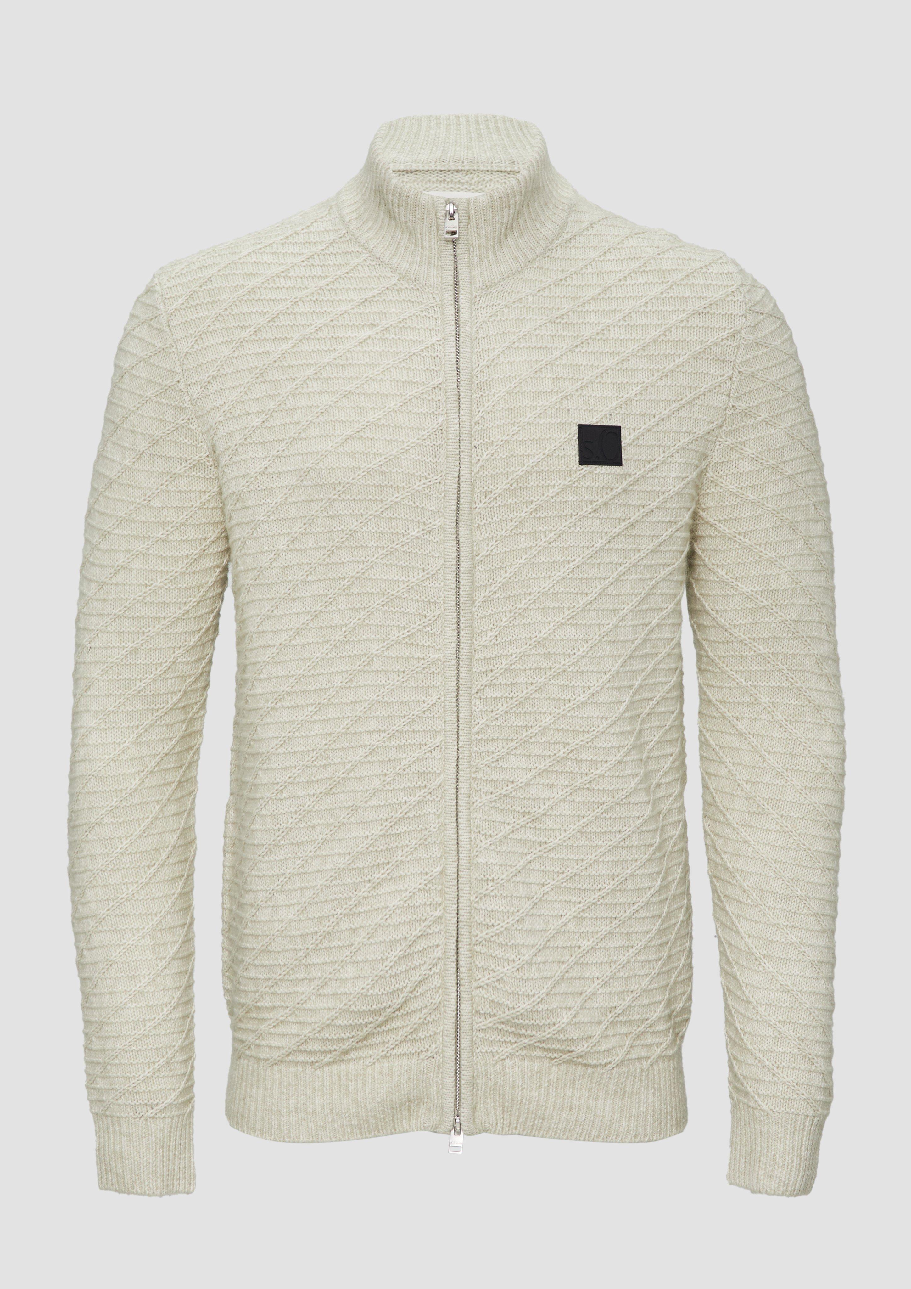 s.Oliver - Wollmix-Cardigan mit Zwei-Wege-Reißverschluss, Herren, Beige