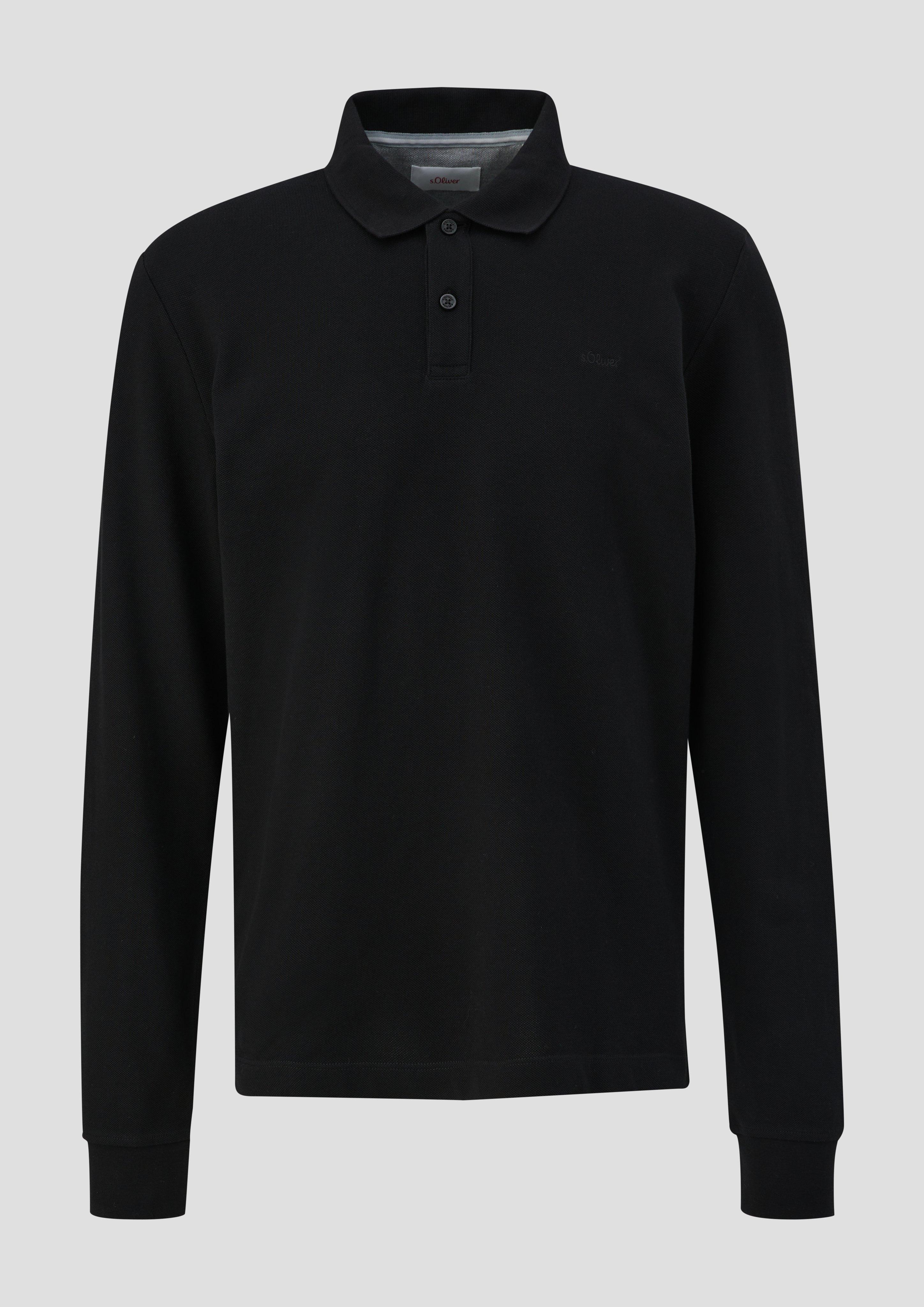 s.Oliver - Poloshirt mit Logo-Detail, Herren, schwarz