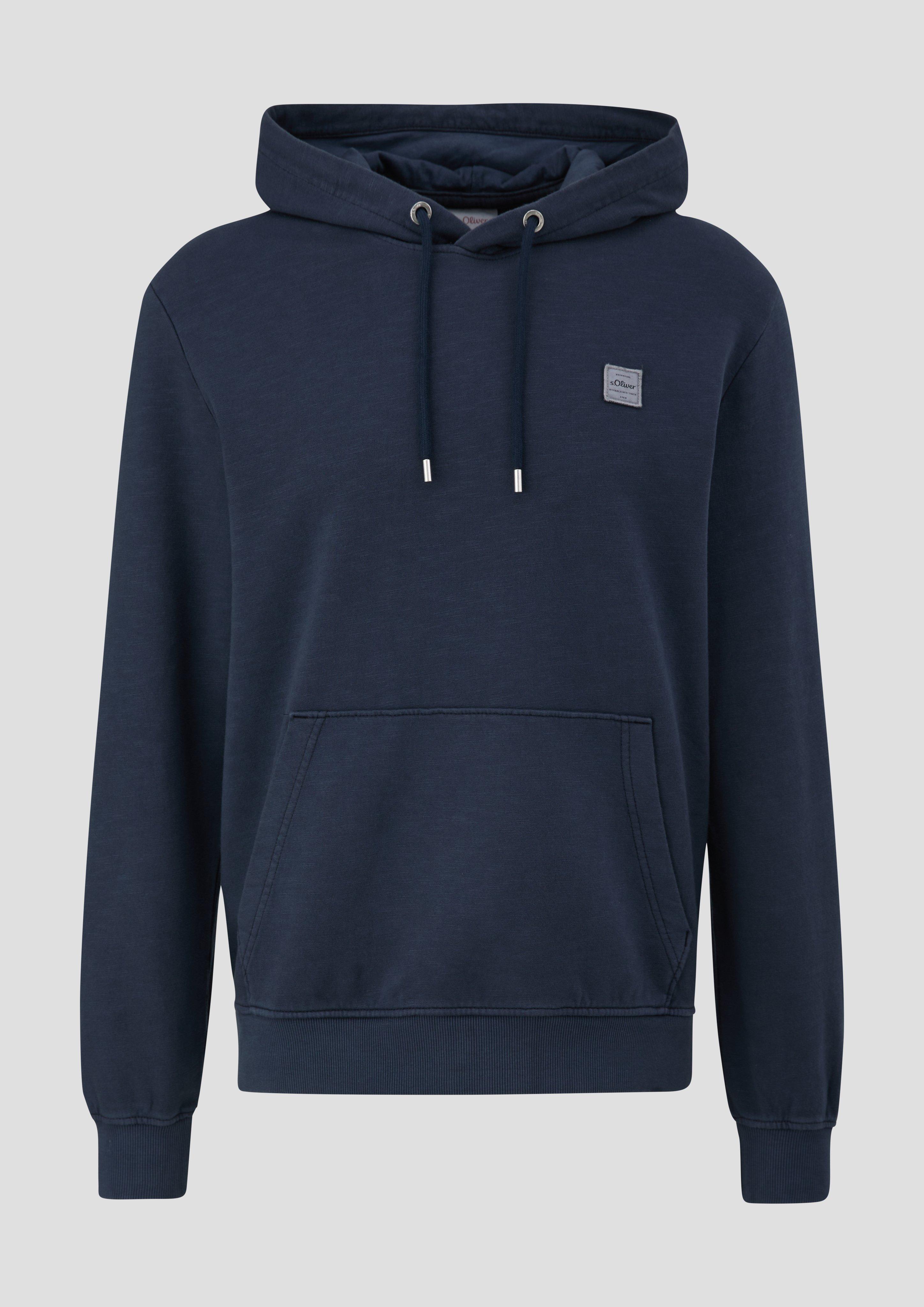 s.Oliver - Kapuzensweatshirt mit Logo-Detail, Herren, blau