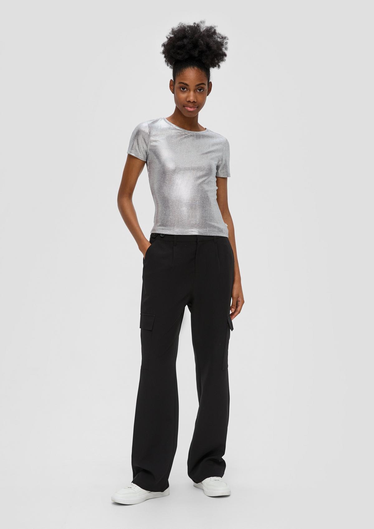 s.Oliver Cropped jersey top in a metallic look