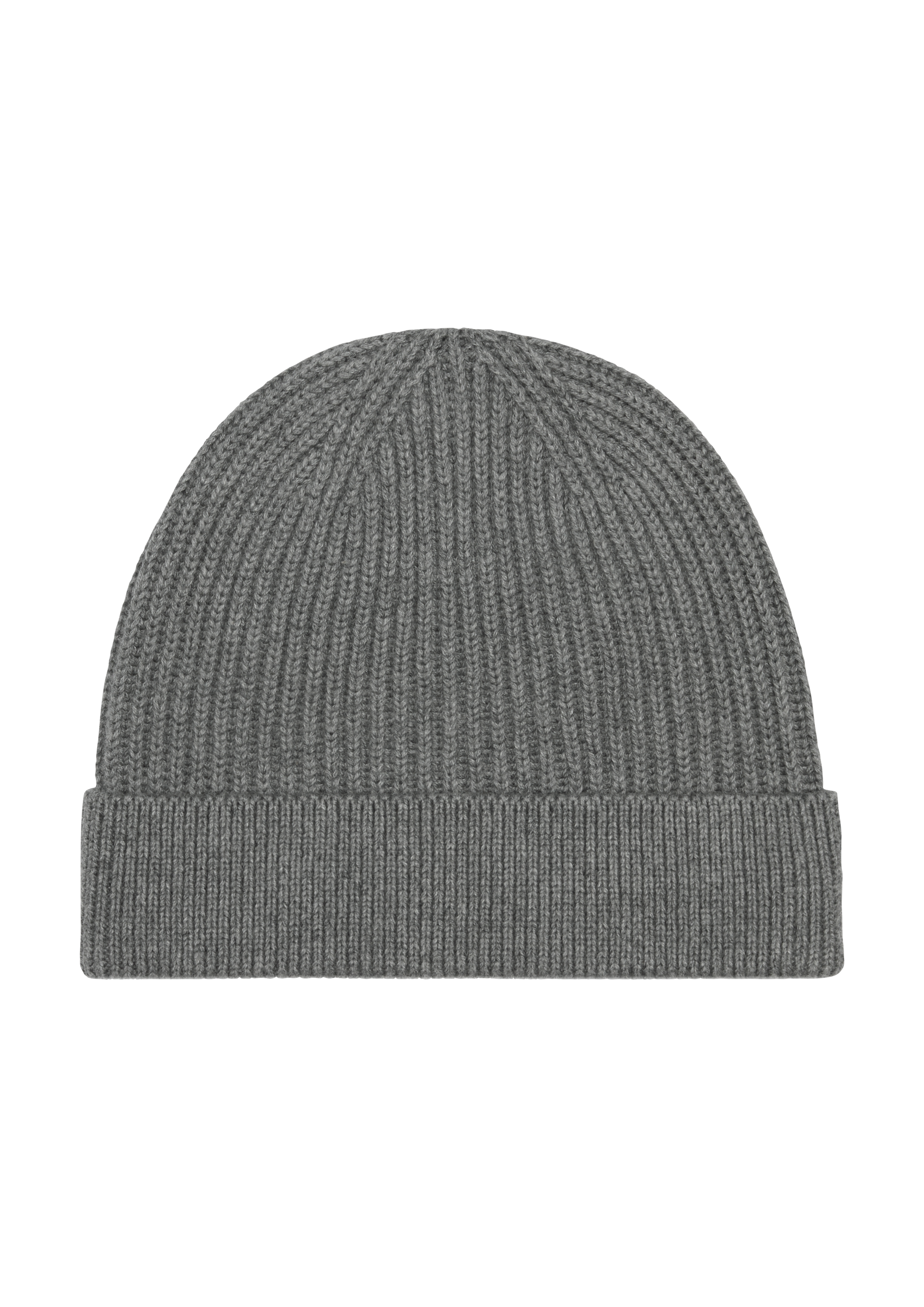 s.Oliver - Baumwoll-Beanie mit Rippstruktur, Herren, grau