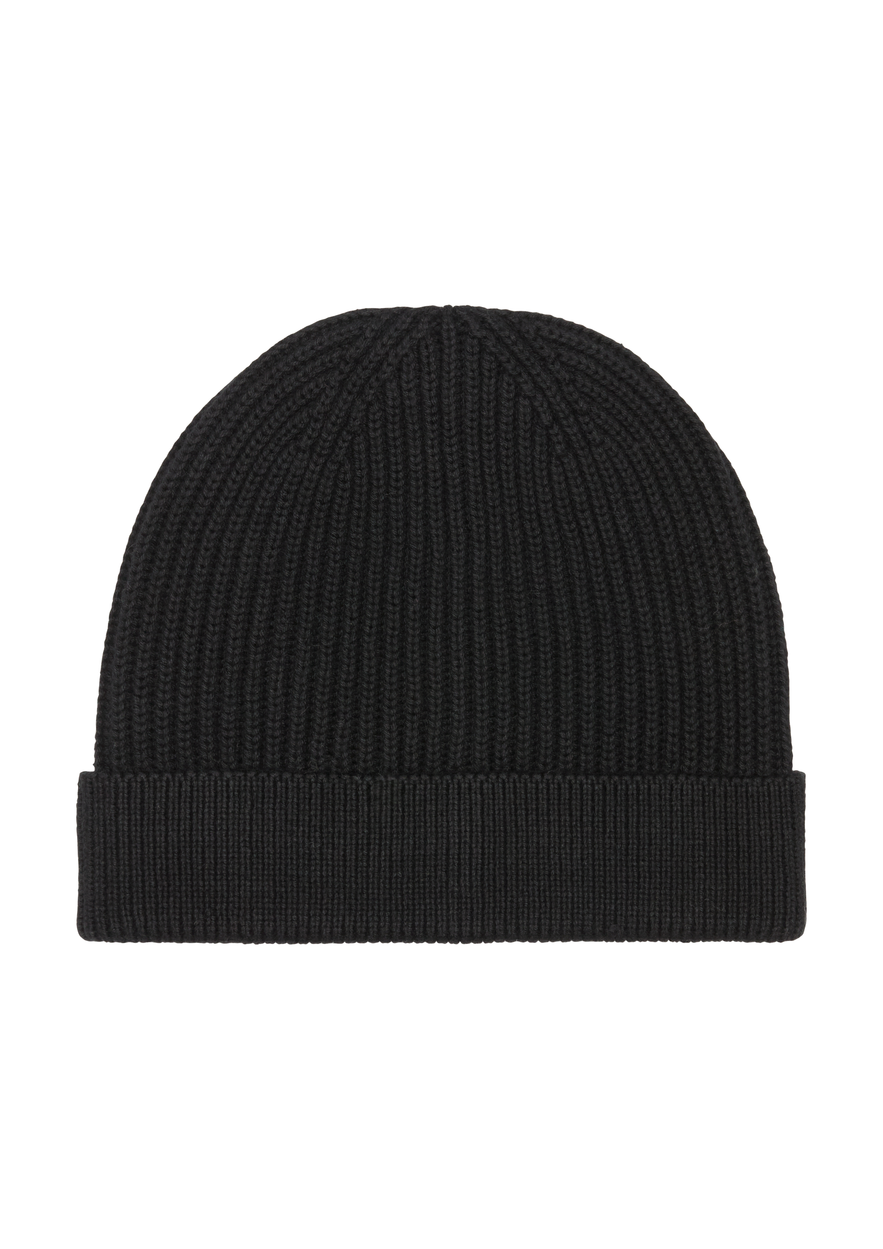 s.Oliver - Baumwoll-Beanie mit Rippstruktur, Herren, schwarz