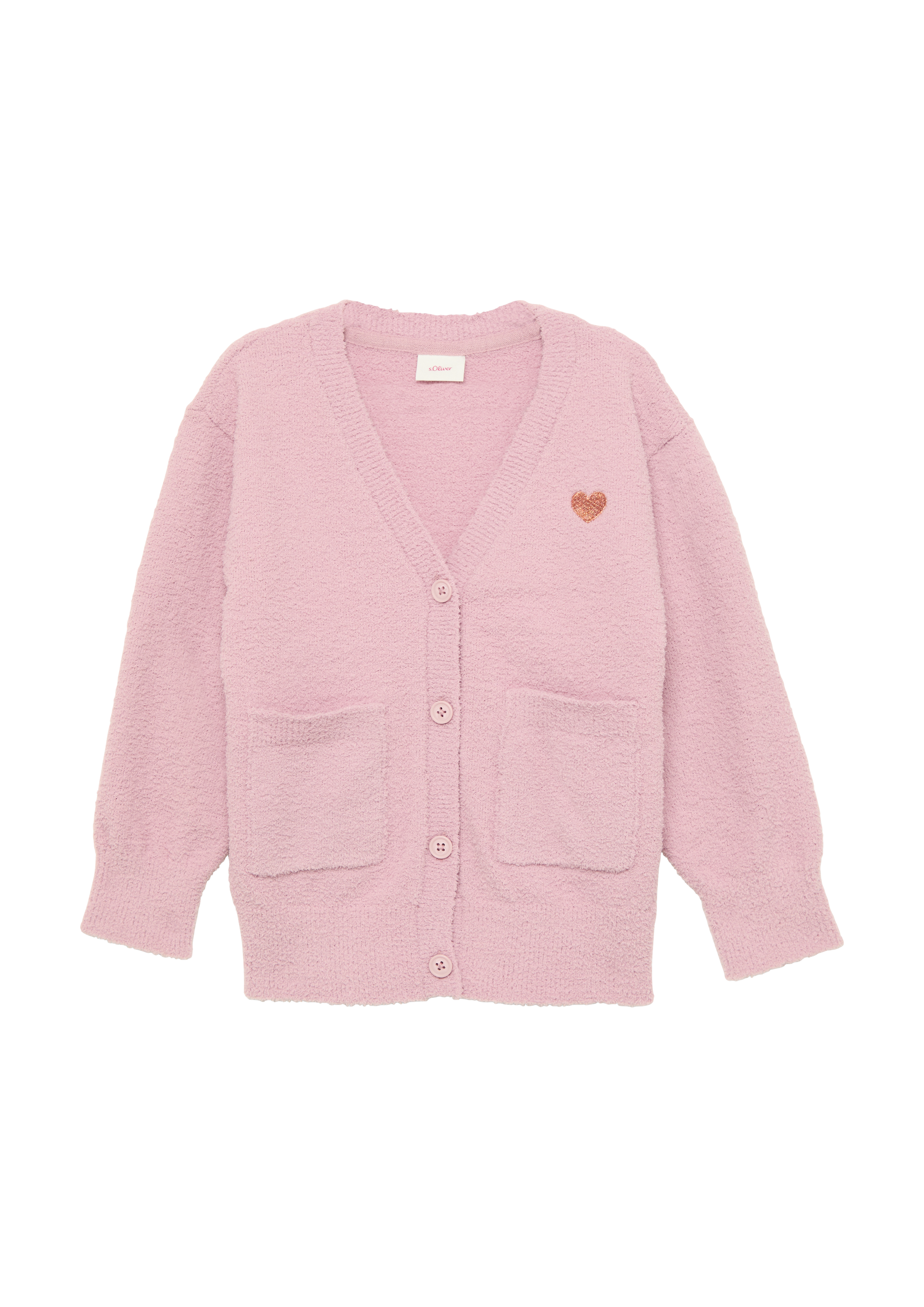 s.Oliver - Lange Strickjacke aus Bouclé, Kinder, Rosa