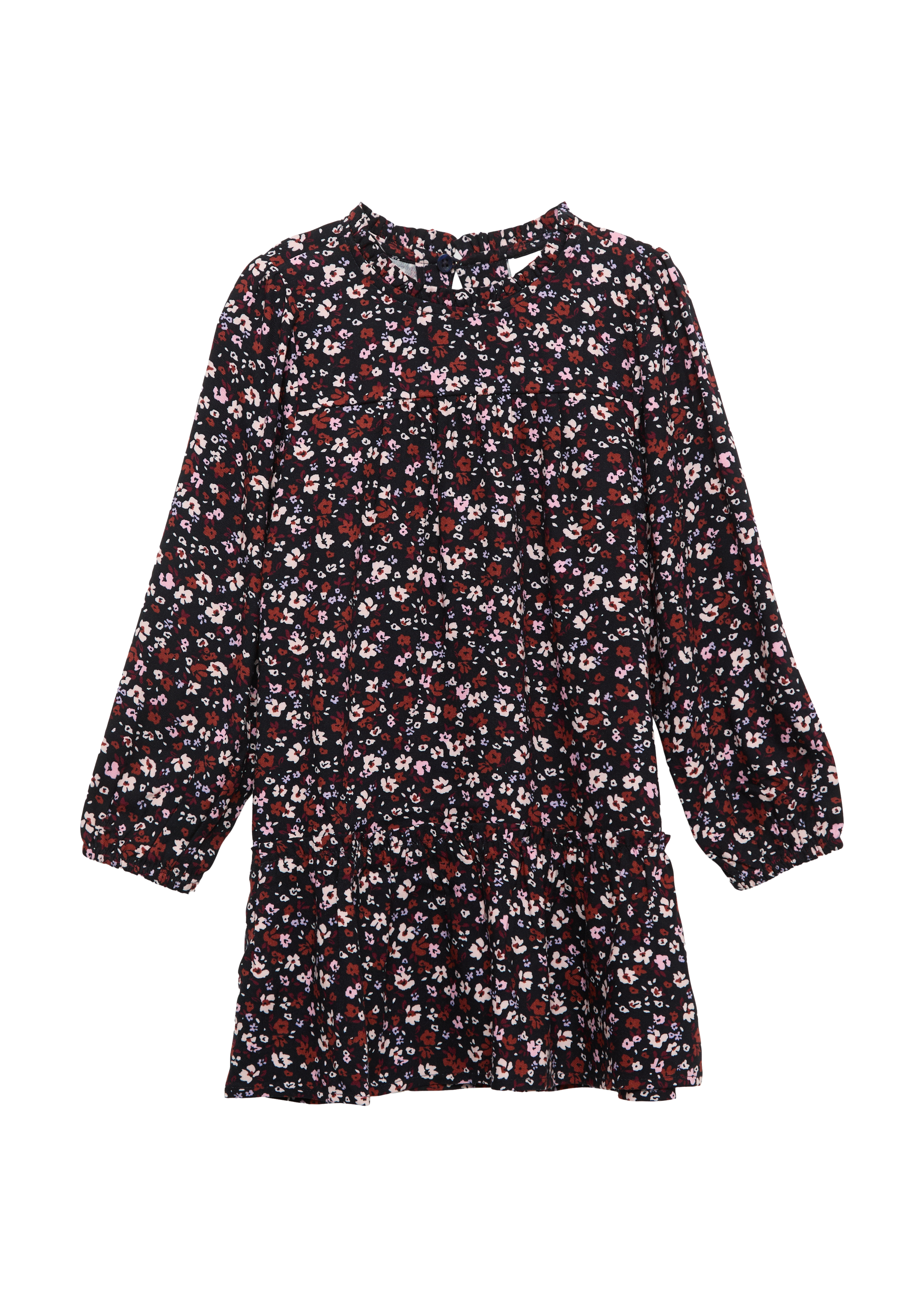 s.Oliver - Kurzes Kleid im A-Shape mit Rüschenkragen, Kinder, blau|mehrfarbig