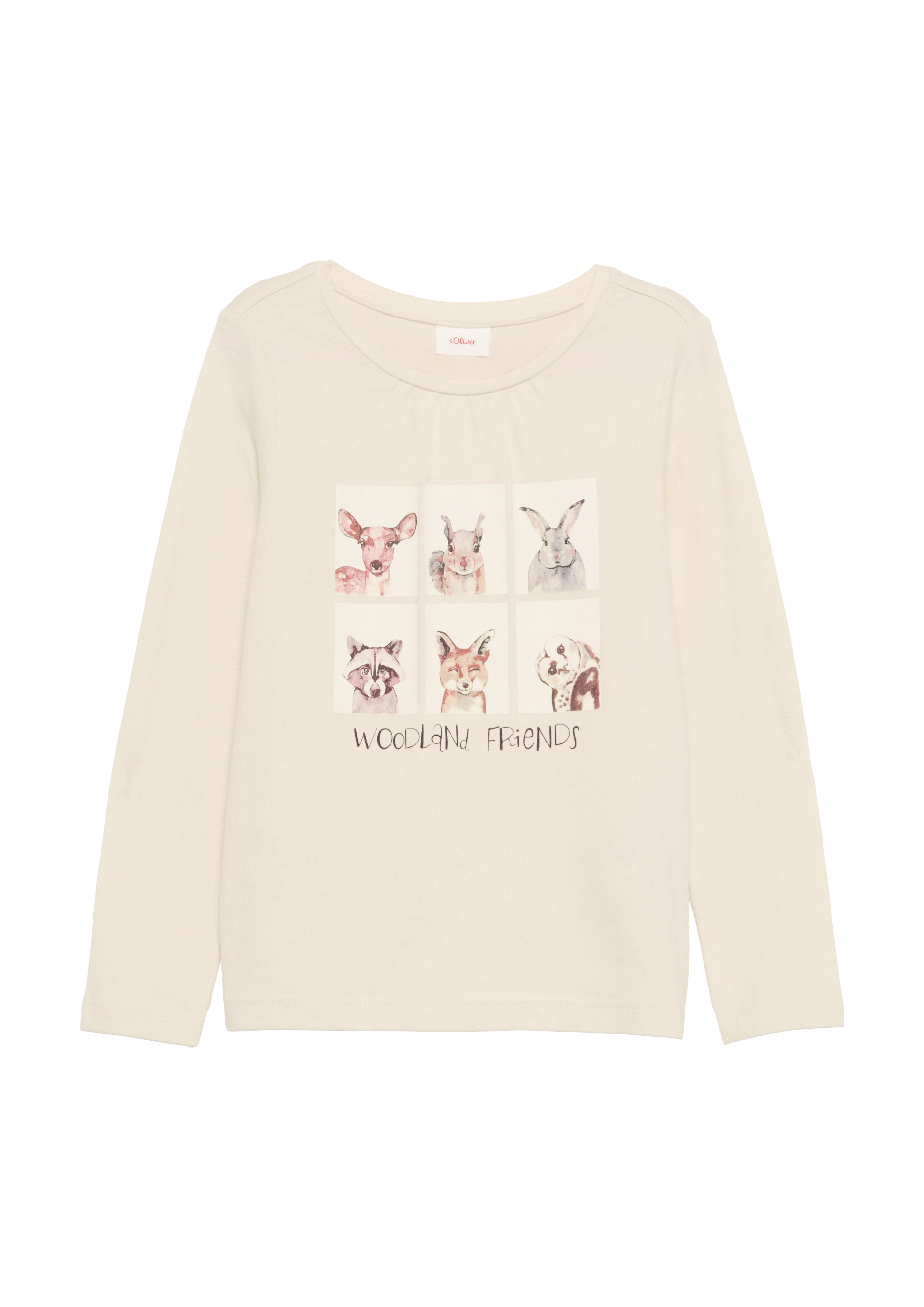 s.Oliver - Longsleeve mit Frontprint und Raffung, Kinder, Beige