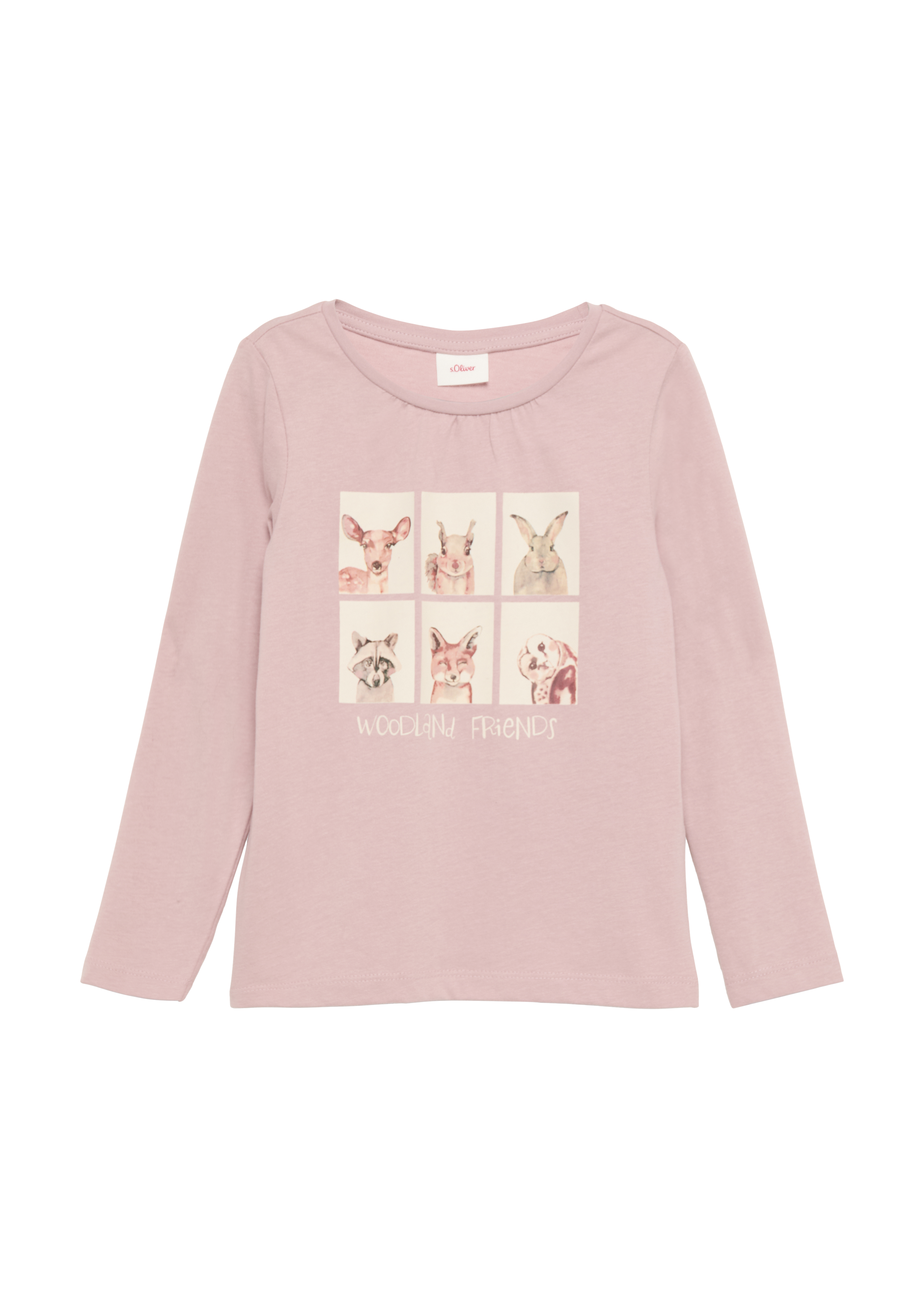 s.Oliver - Longsleeve mit Frontprint und Raffung, Kinder, Rosa