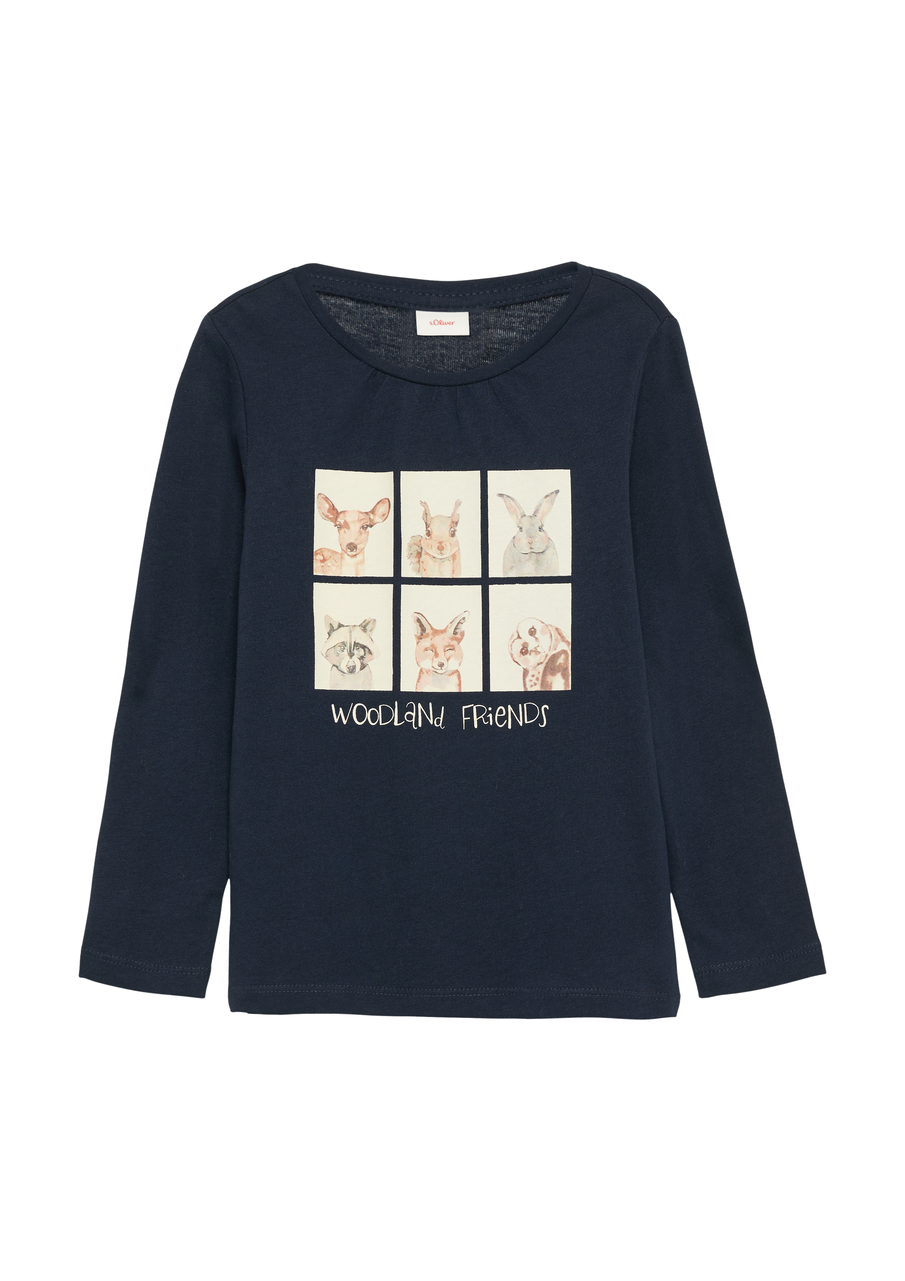 s.Oliver - Longsleeve mit Frontprint und Raffung, Kinder, blau