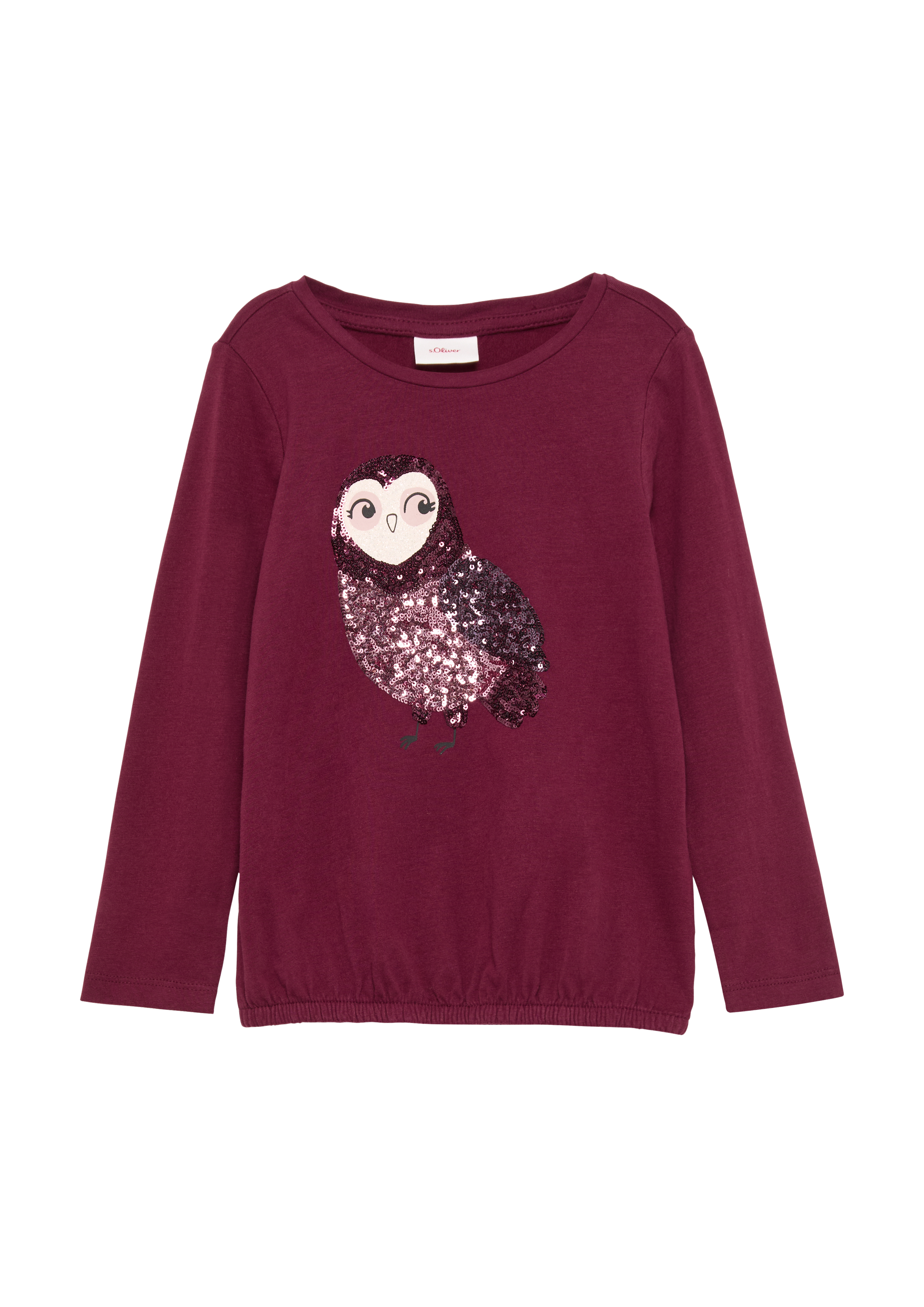 s.Oliver - O-Shape-Langarmshirt mit Glitzer und Pailletten, Kinder, Rosa