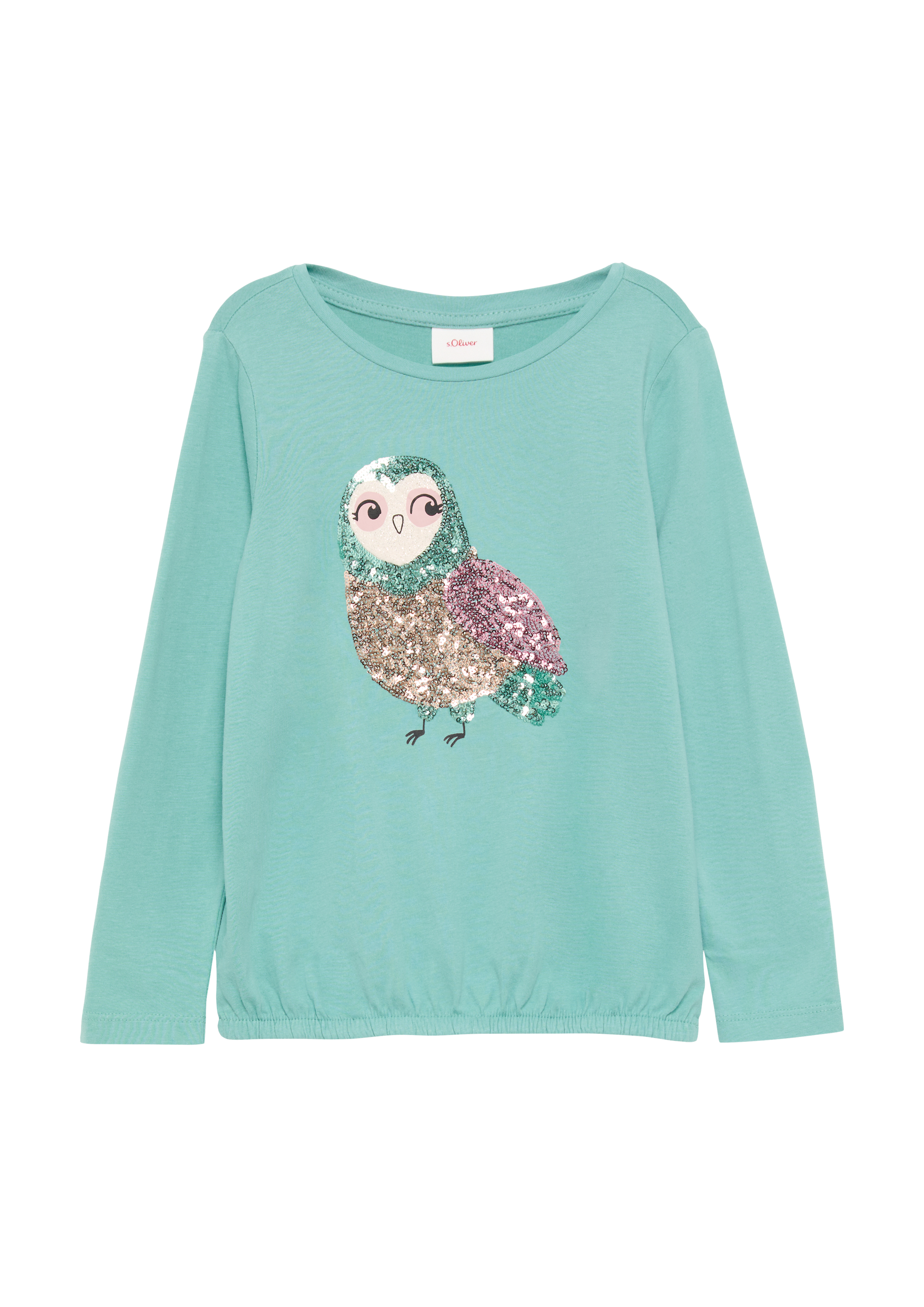 s.Oliver - O-Shape-Langarmshirt mit Glitzer und Pailletten, Kinder, türkis